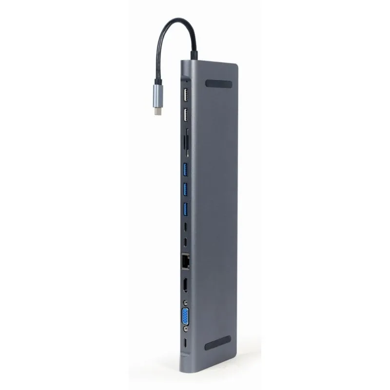 Hub Gembird 2 porte USB 3.1 5 Gbps HDMI 4K 60W LAN Gigabit A-CM-COMBO9-01 Grigio - immagine 1