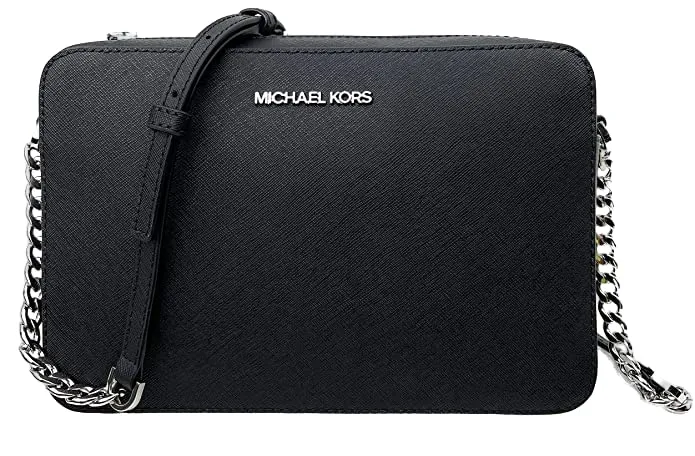 Michael Kors Jet Set, Borsa a tracolla con logo, nero/argento, 38 EU - immagine 1