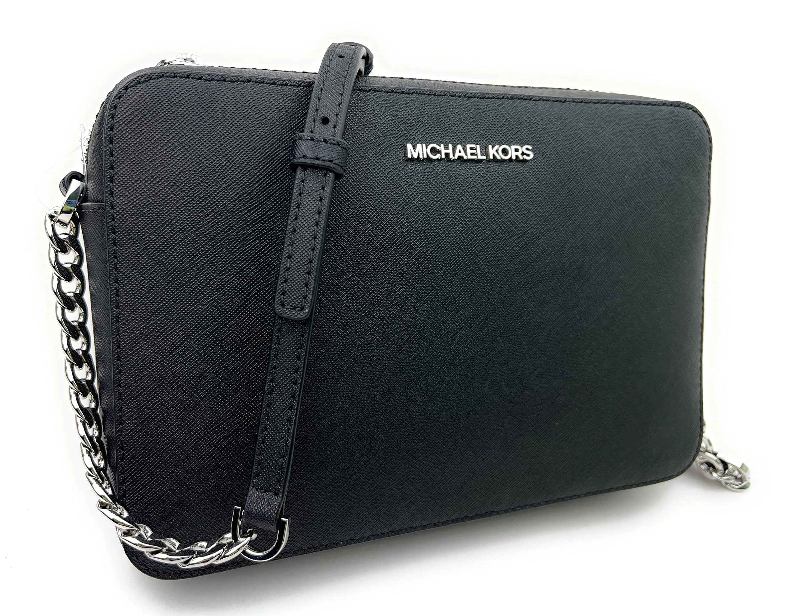 Michael Kors Jet Set, Borsa a tracolla con logo, nero/argento, 38 EU - immagine 2