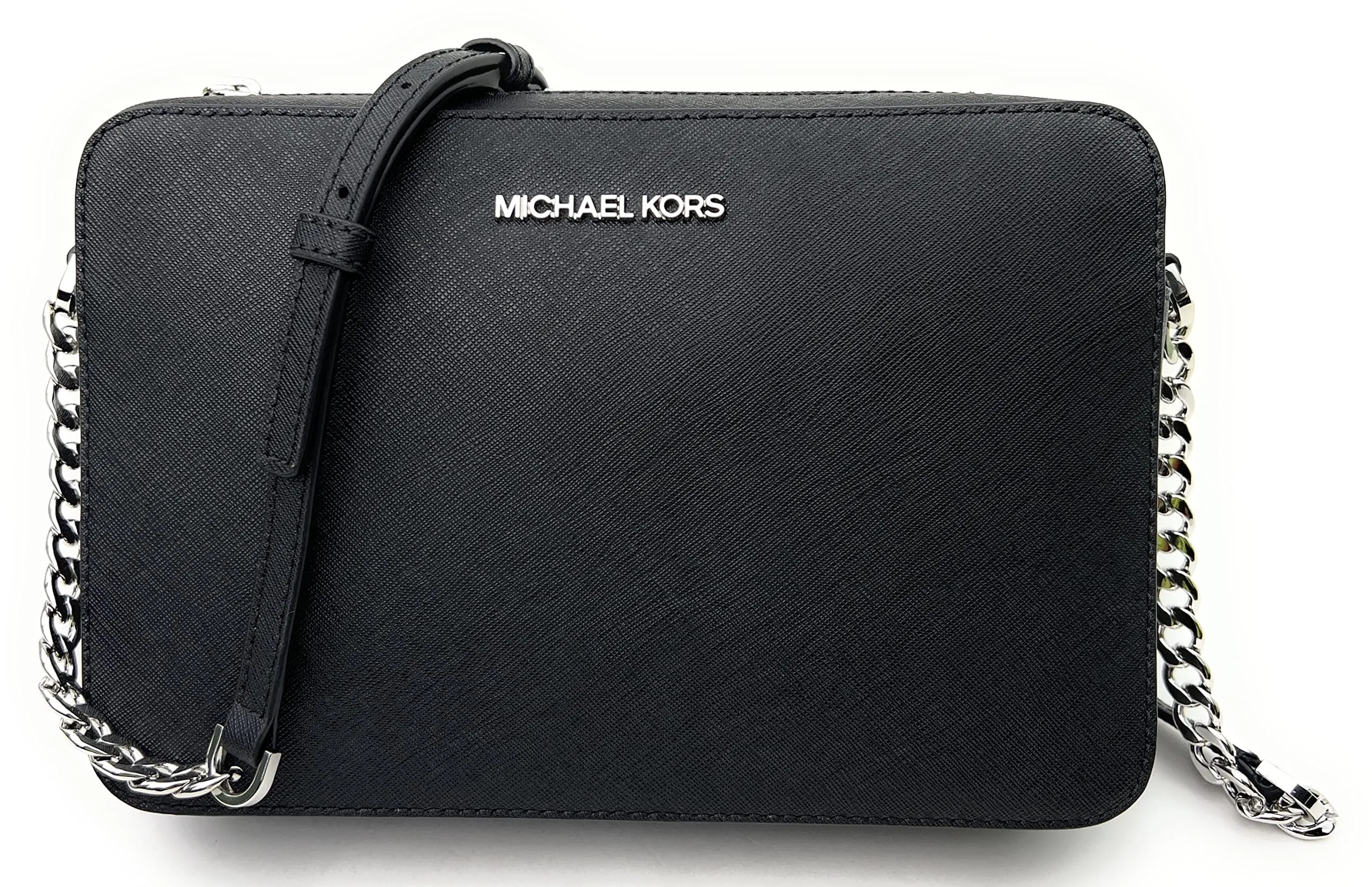 Michael Kors Jet Set, Borsa a tracolla con logo, nero/argento, 38 EU - immagine 6