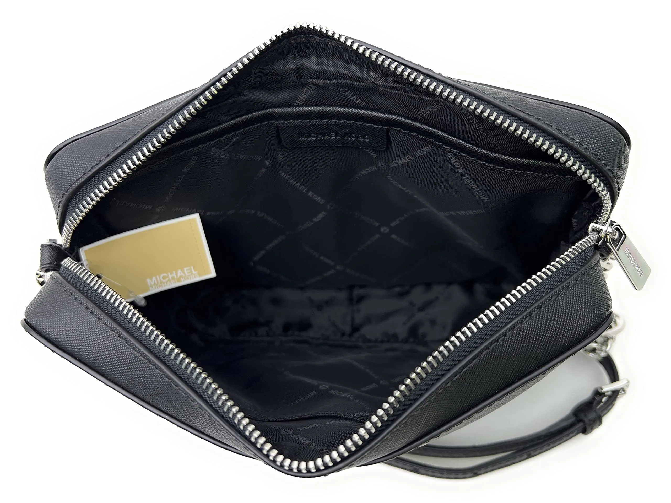 Michael Kors Jet Set, Borsa a tracolla con logo, nero/argento, 38 EU - immagine 7