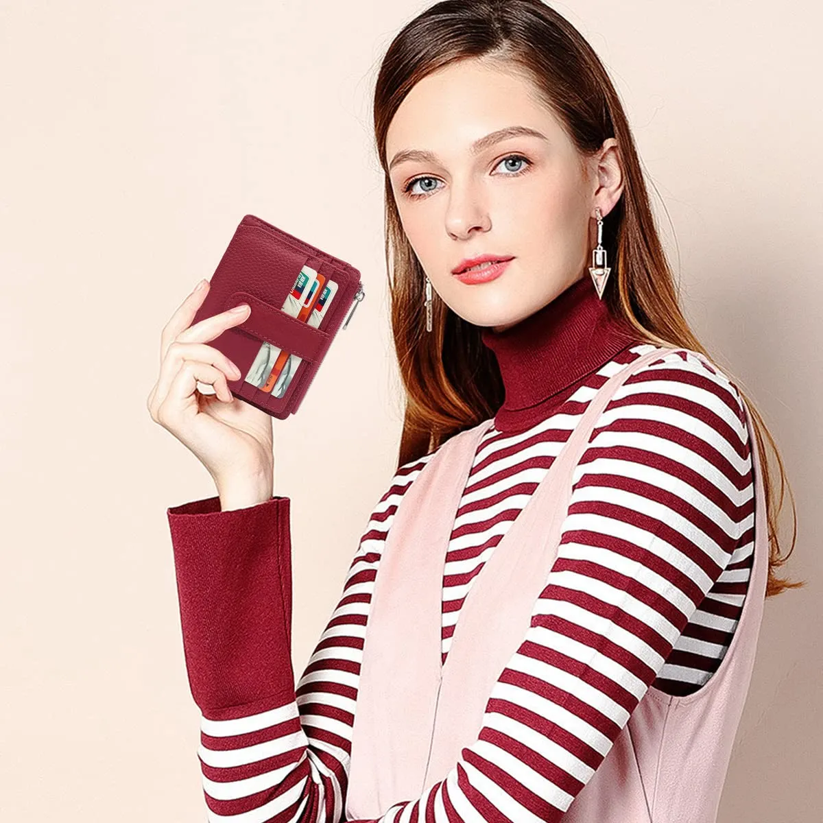 Porta Carte Credito Uomo e Donna RFID Blocco Portafoglio Sottile con Portamonete Vera Pelle Portacarte di Credito con Cerniera, Portacarte Uomo Slim con 14 Slot per Schede - immagine 4