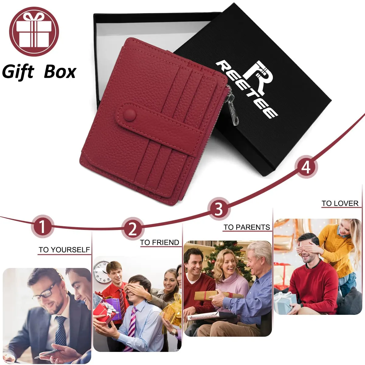 Porta Carte Credito Uomo e Donna RFID Blocco Portafoglio Sottile con Portamonete Vera Pelle Portacarte di Credito con Cerniera, Portacarte Uomo Slim con 14 Slot per Schede - immagine 7