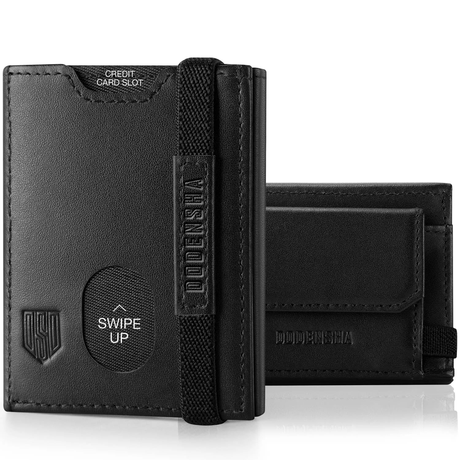DODENSHA Portafoglio Uomo Piccolo Sottile | Porta Carte Credito | Portafoglio uomo con Portamonete XL | Portafoglio con Blocco RFID | 2 Porta Banconote e 7 Fessure per Carte e Slot ID | Nero-Upgrade - immagine 1