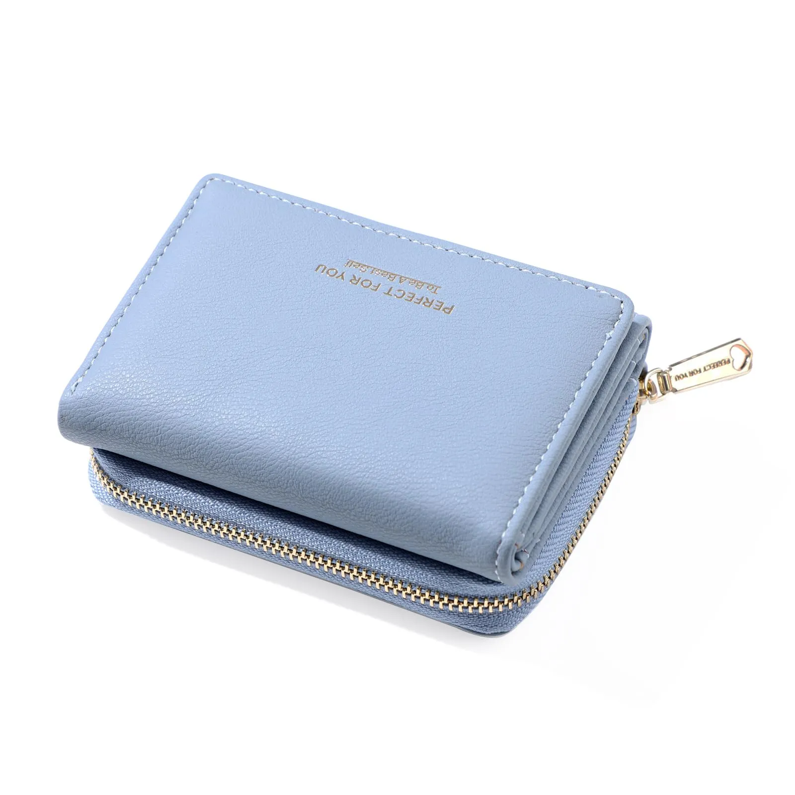 Portafoglio donna piccolo, Portafogli donna, Portafoglio piccolo con grande capacità, Portafogli elegante e dolce da donna con grande tasca per monete Blu - immagine 1