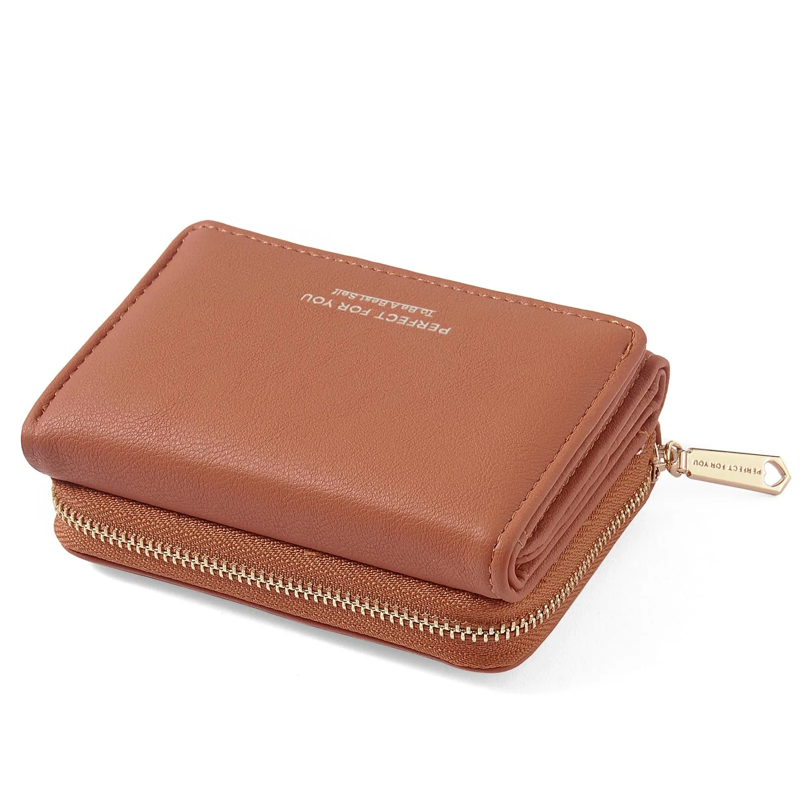 Portafoglio donna piccolo, Portafogli donna, Portafoglio piccolo con grande capacità, Portafogli elegante e dolce da donna con grande tasca per monete Marrone - immagine 1