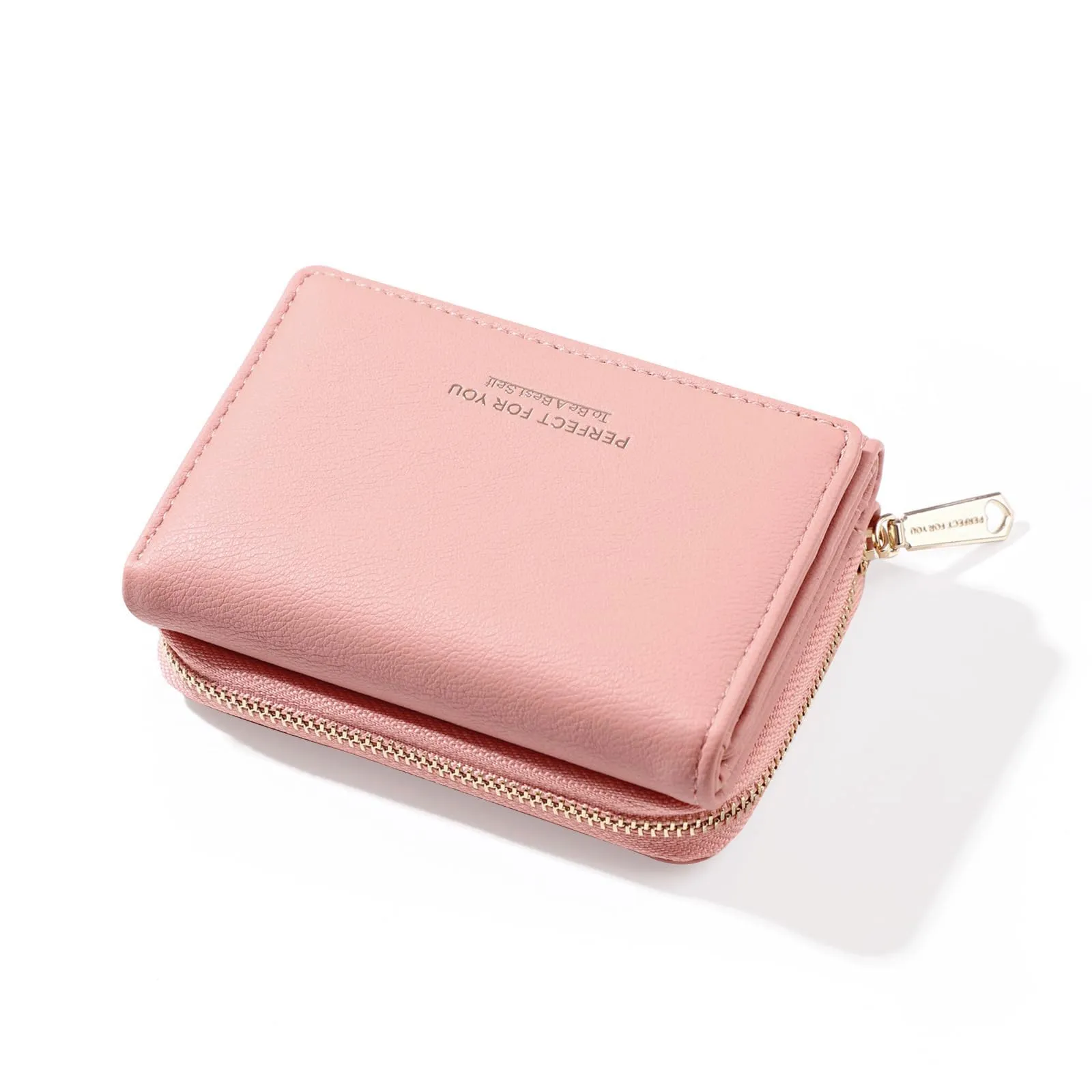 Portafoglio donna piccolo, Portafogli donna, Portafoglio piccolo con grande capacità, Portafogli elegante e dolce da donna con grande tasca per monete Rosa - immagine 1