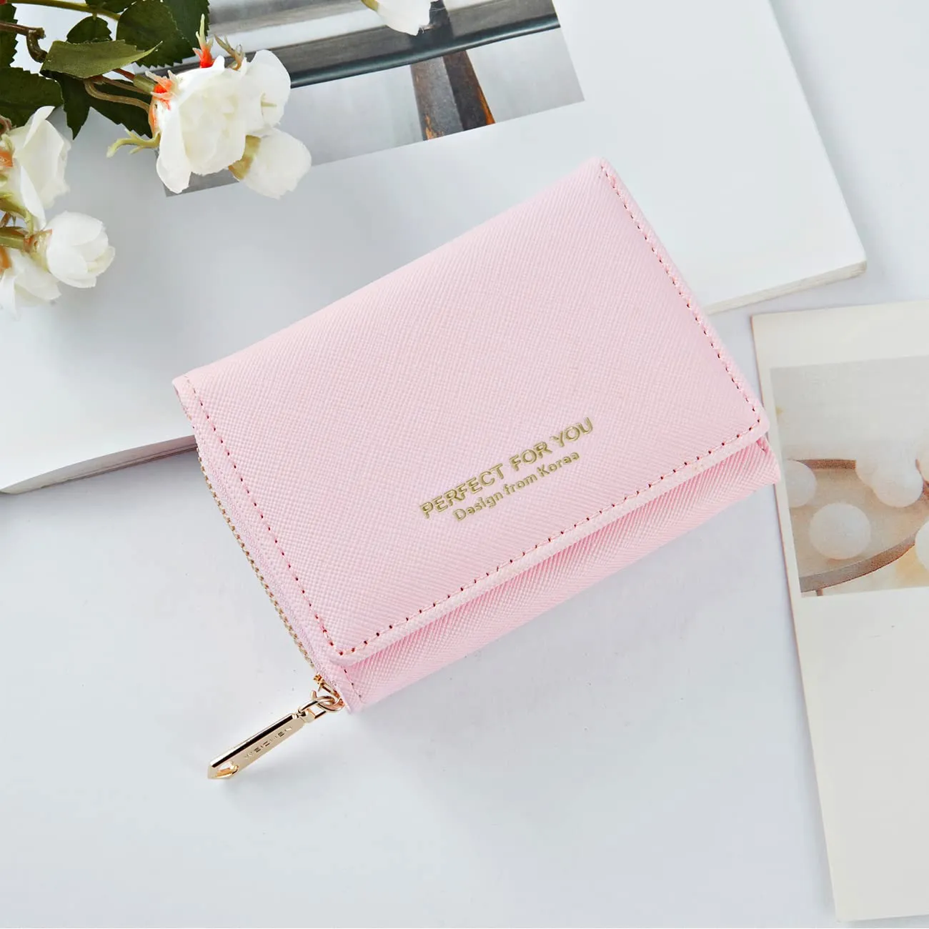Borsellino da donna, Portafoglio da donna, Portafoglio da donna, Portafoglio da donna con grande capacità, Portafoglio da donna elegante e dolce con grande tasca per monete Rosa - immagine 5