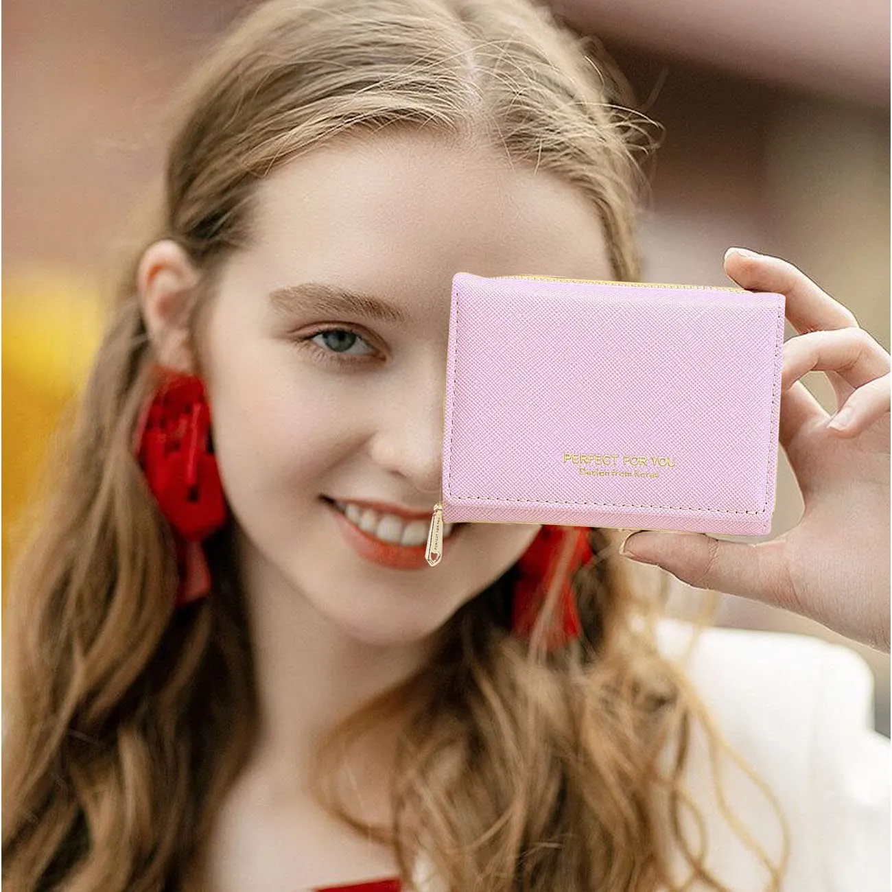 Borsellino da donna, Portafoglio da donna, Portafoglio da donna, Portafoglio da donna con grande capacità, Portafoglio da donna elegante e dolce con grande tasca per monete Rosa - immagine 6