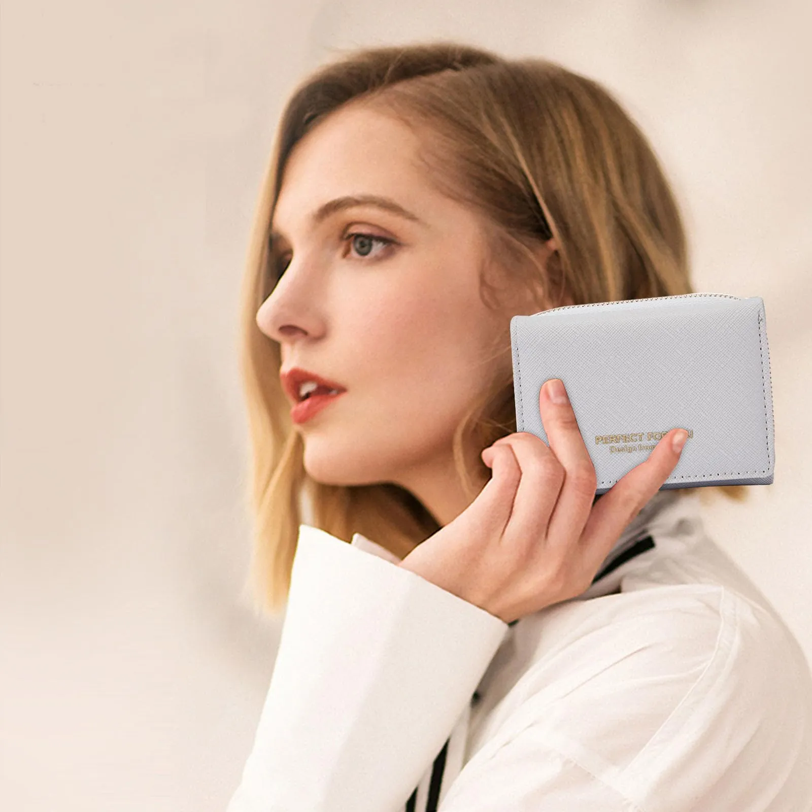 Borsellino da donna, Portafoglio da donna, Portafoglio da donna, Portafoglio da donna con grande capacità, Portafoglio da donna elegante e dolce con grande tasca per monete Grigio - immagine 2