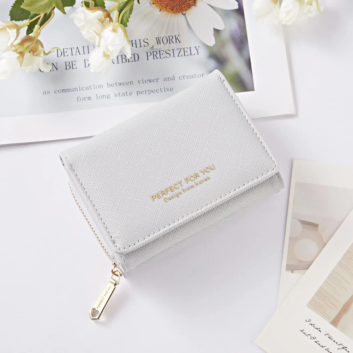 Borsellino da donna, Portafoglio da donna, Portafoglio da donna, Portafoglio da donna con grande capacità, Portafoglio da donna elegante e dolce con grande tasca per monete Grigio - immagine 6