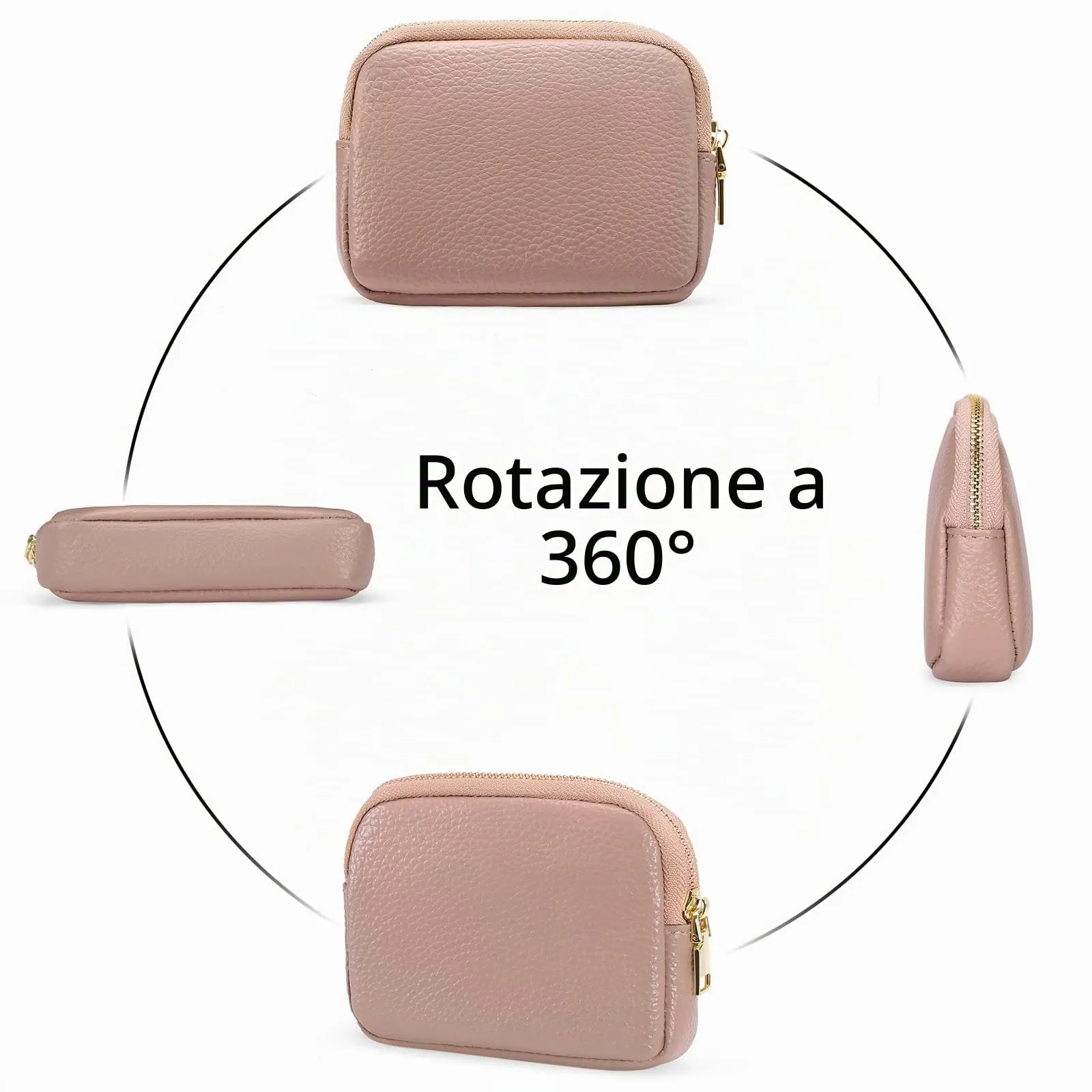 SENDEFN Portafoglio Donna in pelle, Portamonete Donna Slim, Portafoglio Piccolo con Portachiavi e zip, Mini Porta Monete Donna con 2 scomparti - immagine 4