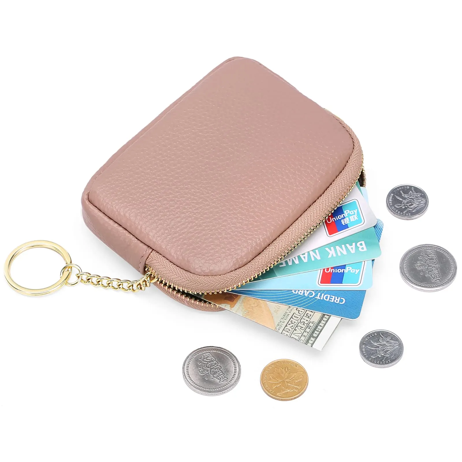 SENDEFN Portafoglio Donna in pelle, Portamonete Donna Slim, Portafoglio Piccolo con Portachiavi e zip, Mini Porta Monete Donna con 2 scomparti - immagine 6