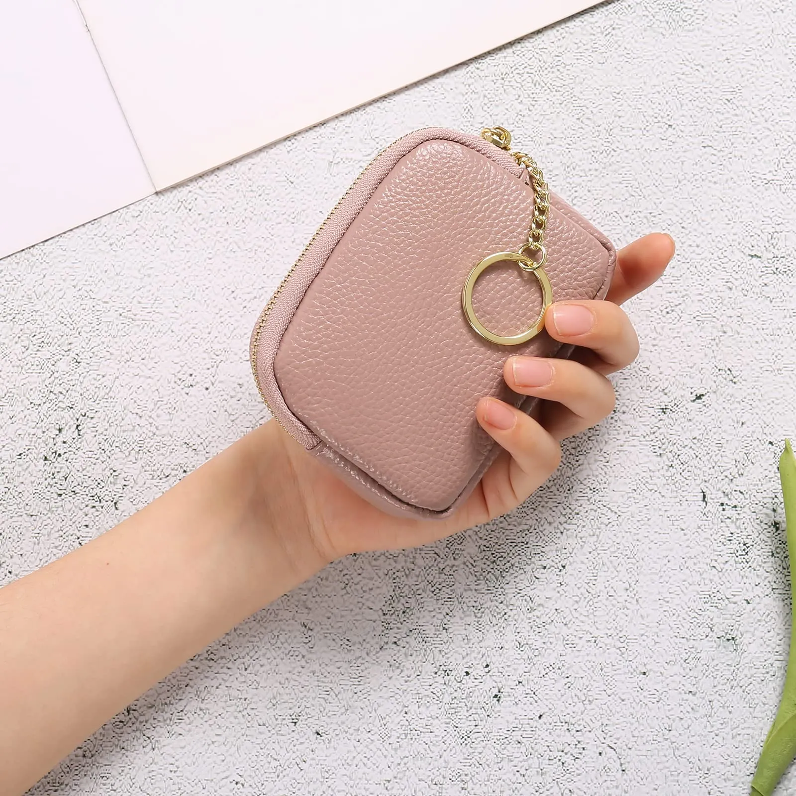 SENDEFN Portafoglio Donna in pelle, Portamonete Donna Slim, Portafoglio Piccolo con Portachiavi e zip, Mini Porta Monete Donna con 2 scomparti - immagine 7