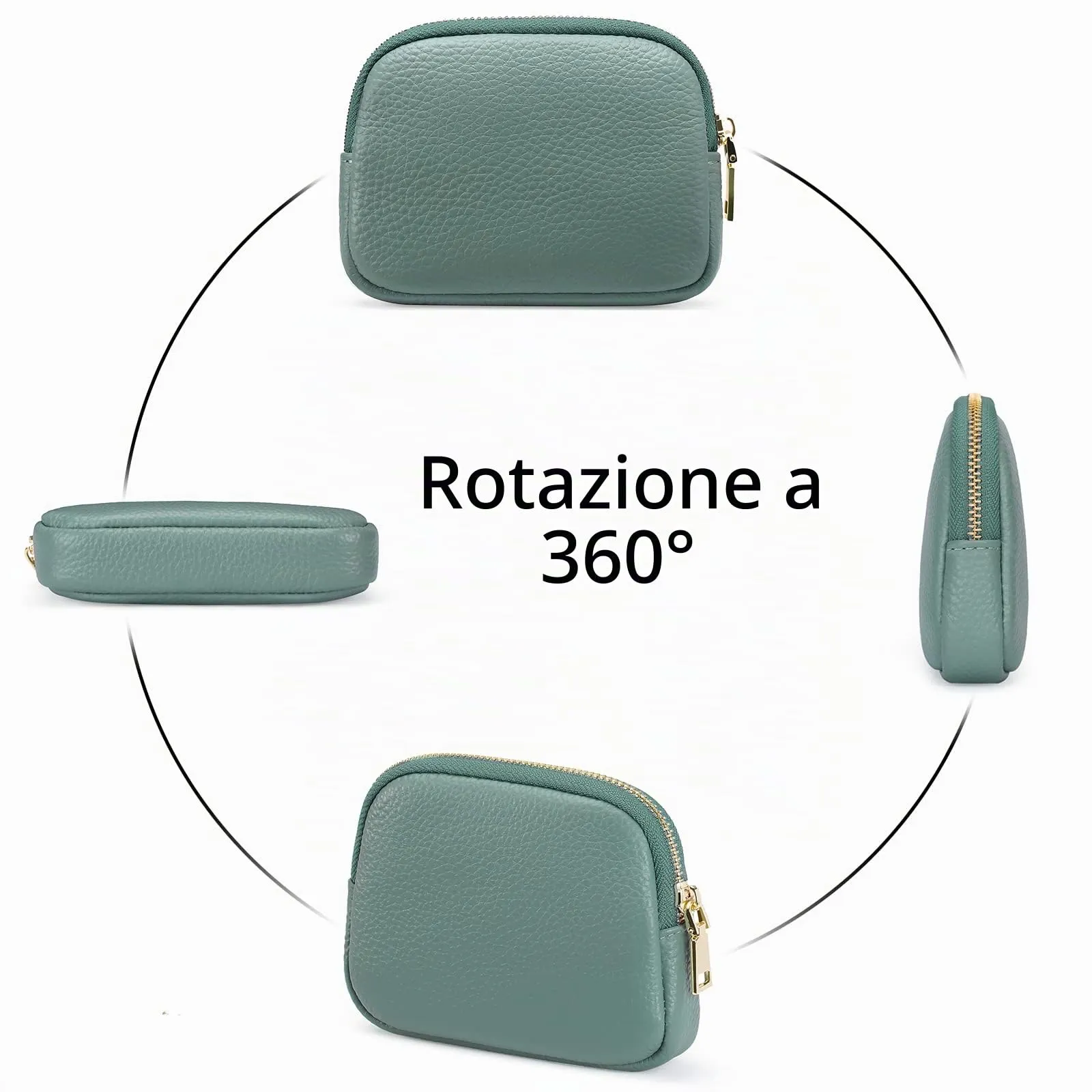 SENDEFN Portafoglio Donna in pelle, Portamonete Donna Slim, Portafoglio Piccolo con Portachiavi e zip, Mini Porta Monete Donna con 2 scomparti - immagine 4