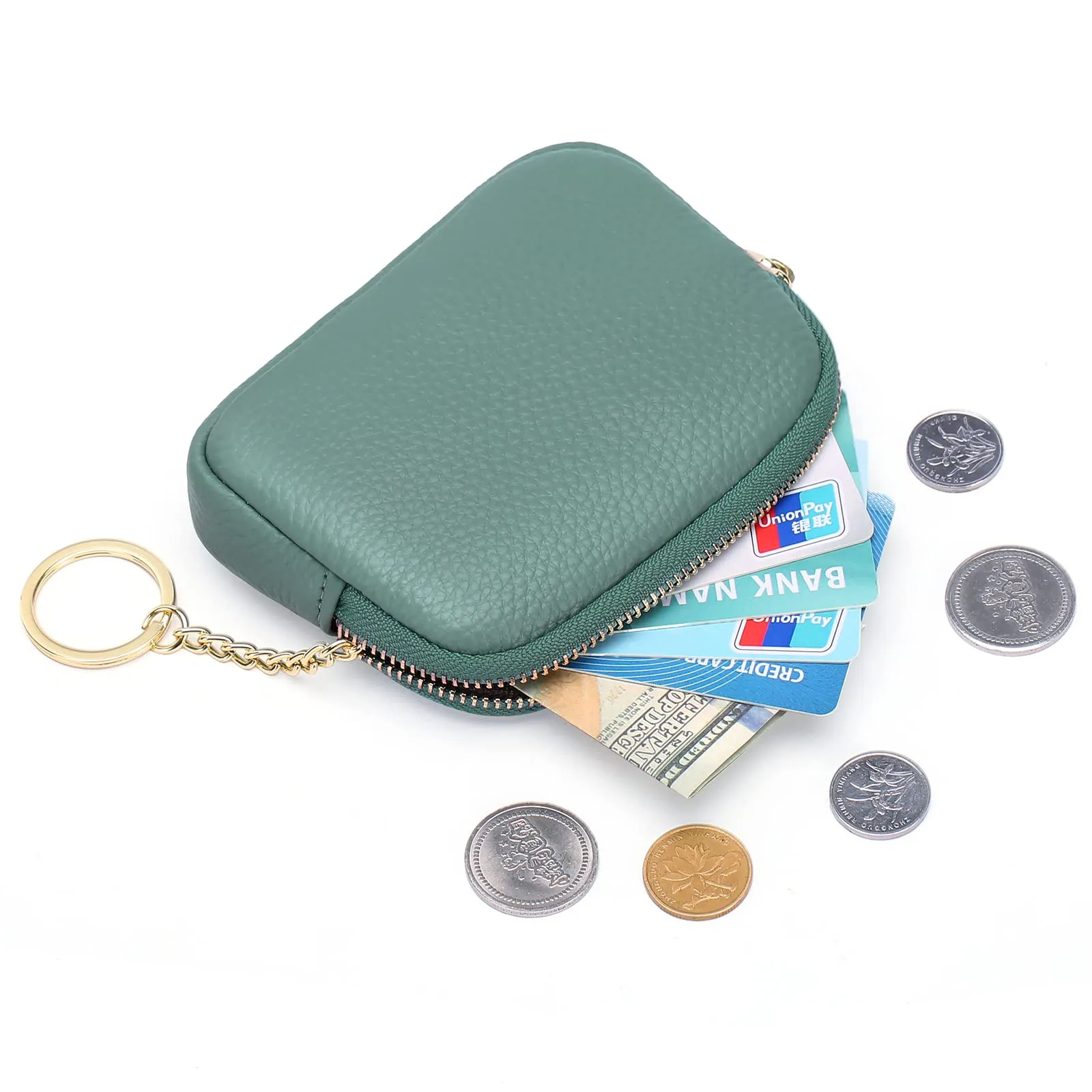 SENDEFN Portafoglio Donna in pelle, Portamonete Donna Slim, Portafoglio Piccolo con Portachiavi e zip, Mini Porta Monete Donna con 2 scomparti - immagine 6
