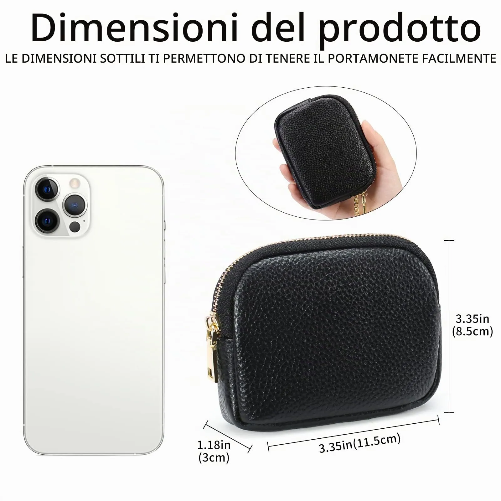 SENDEFN Portafoglio Donna in pelle, Portamonete Donna Slim, Portafoglio Piccolo con Portachiavi e zip, Mini Porta Monete Donna con 2 scomparti - immagine 3