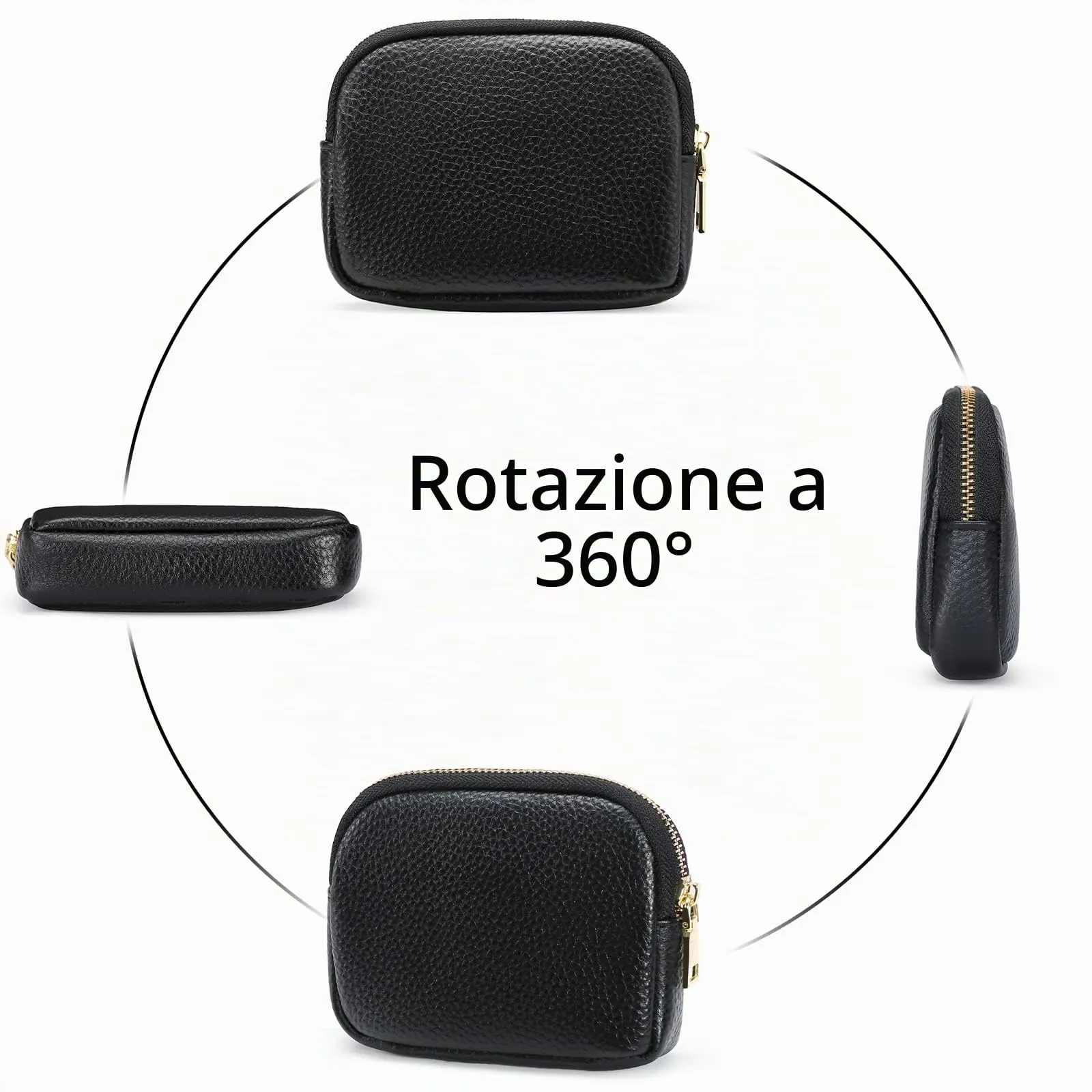 SENDEFN Portafoglio Donna in pelle, Portamonete Donna Slim, Portafoglio Piccolo con Portachiavi e zip, Mini Porta Monete Donna con 2 scomparti - immagine 4
