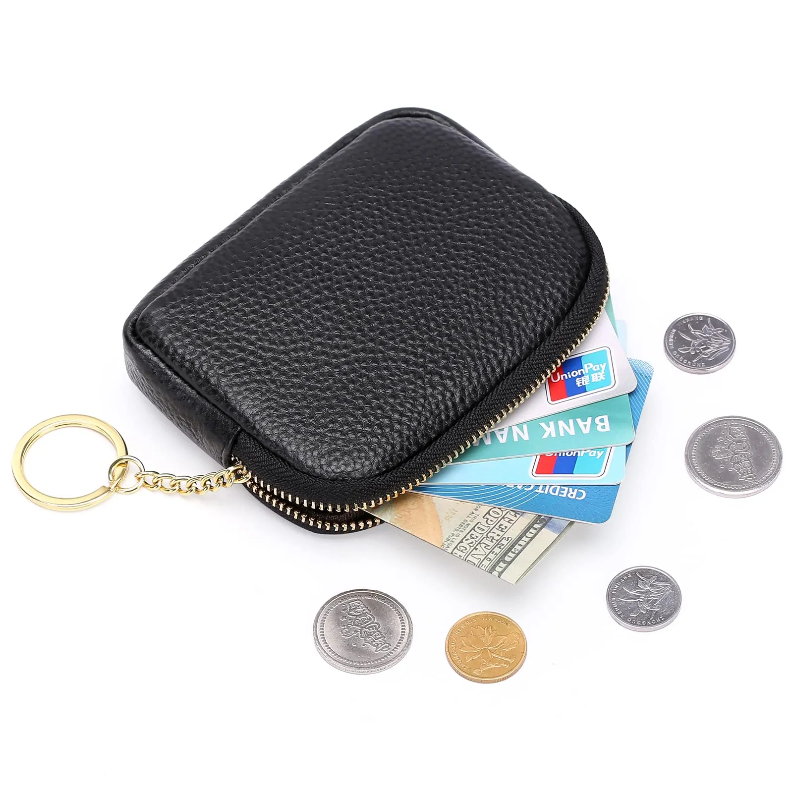 SENDEFN Portafoglio Donna in pelle, Portamonete Donna Slim, Portafoglio Piccolo con Portachiavi e zip, Mini Porta Monete Donna con 2 scomparti - immagine 6