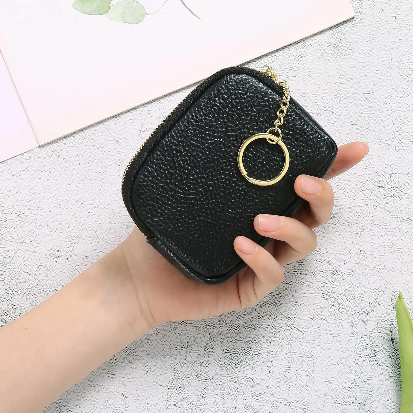 SENDEFN Portafoglio Donna in pelle, Portamonete Donna Slim, Portafoglio Piccolo con Portachiavi e zip, Mini Porta Monete Donna con 2 scomparti - immagine 7