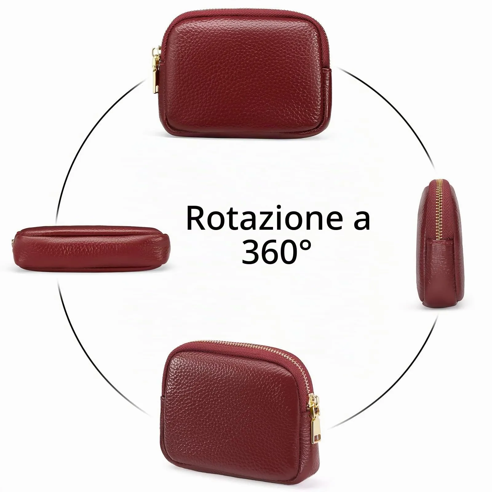 SENDEFN Portafoglio Donna in pelle, Portamonete Donna Slim, Portafoglio Piccolo con Portachiavi e zip, Mini Porta Monete Donna con 2 scomparti - immagine 4