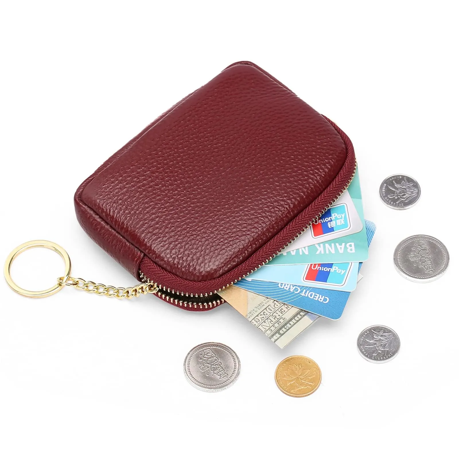 SENDEFN Portafoglio Donna in pelle, Portamonete Donna Slim, Portafoglio Piccolo con Portachiavi e zip, Mini Porta Monete Donna con 2 scomparti - immagine 6