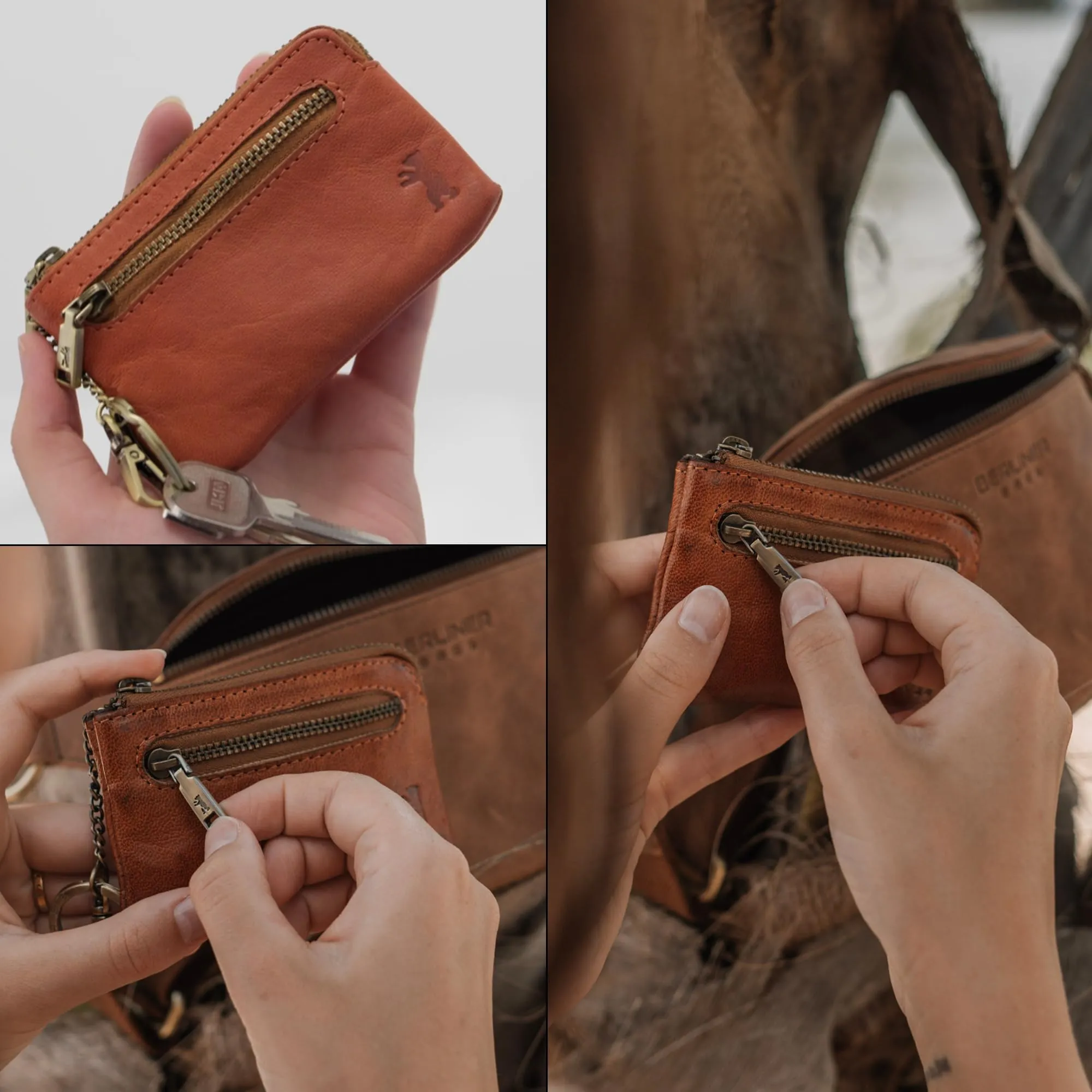 Berliner Bags Portamonete Eli Portachiavi Compatto in Vera Pelle con RFID - immagine 5