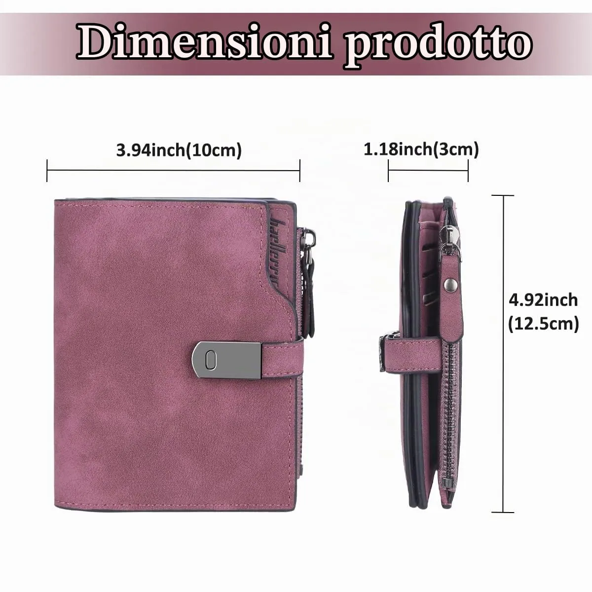 HNOOM Portafoglio Donna Pelle Sintetica Liscia e Morbida (Viola-S) - immagine 4