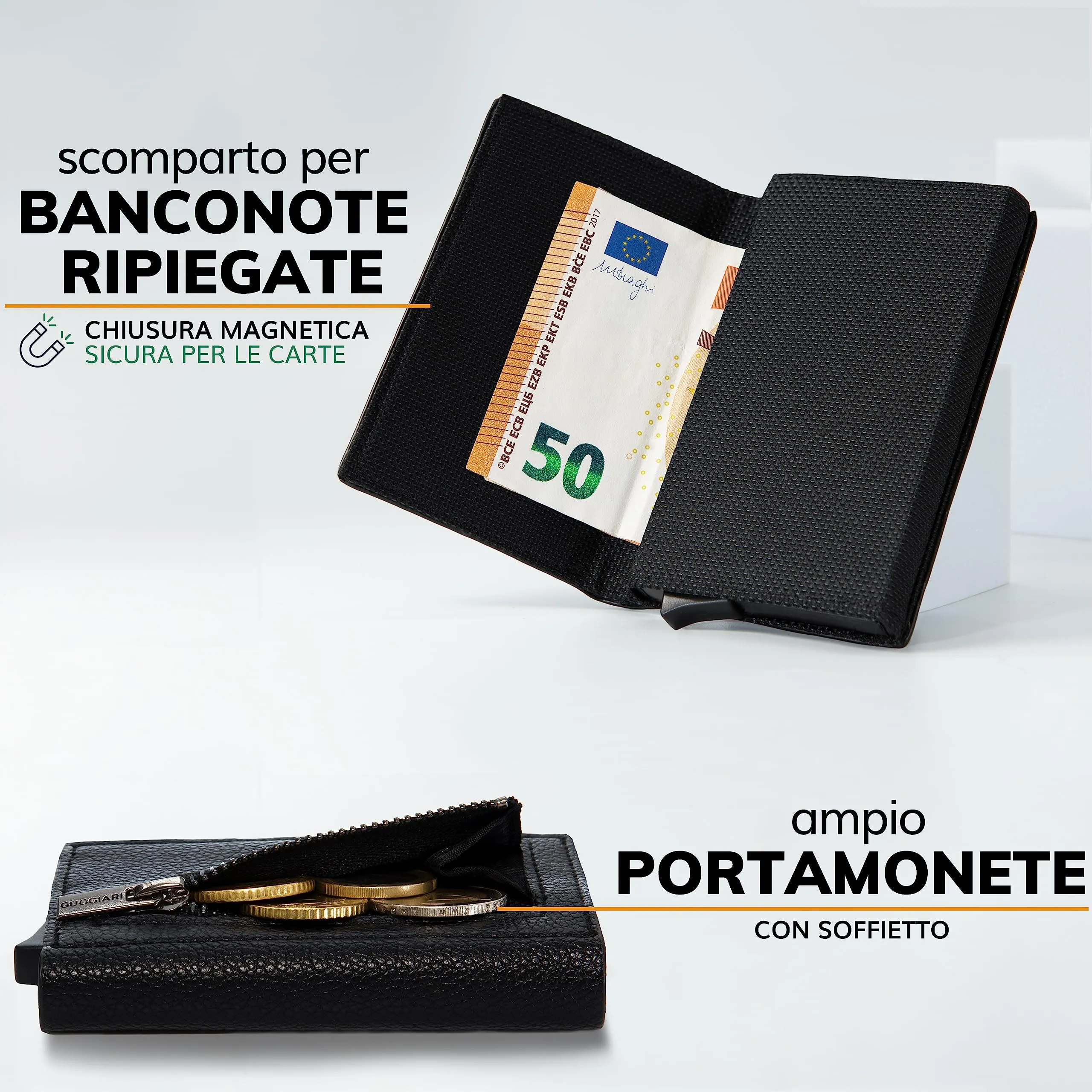 GUGGIARI® Porta Carte Credito RFID Alluminio, Magnetico - immagine 3