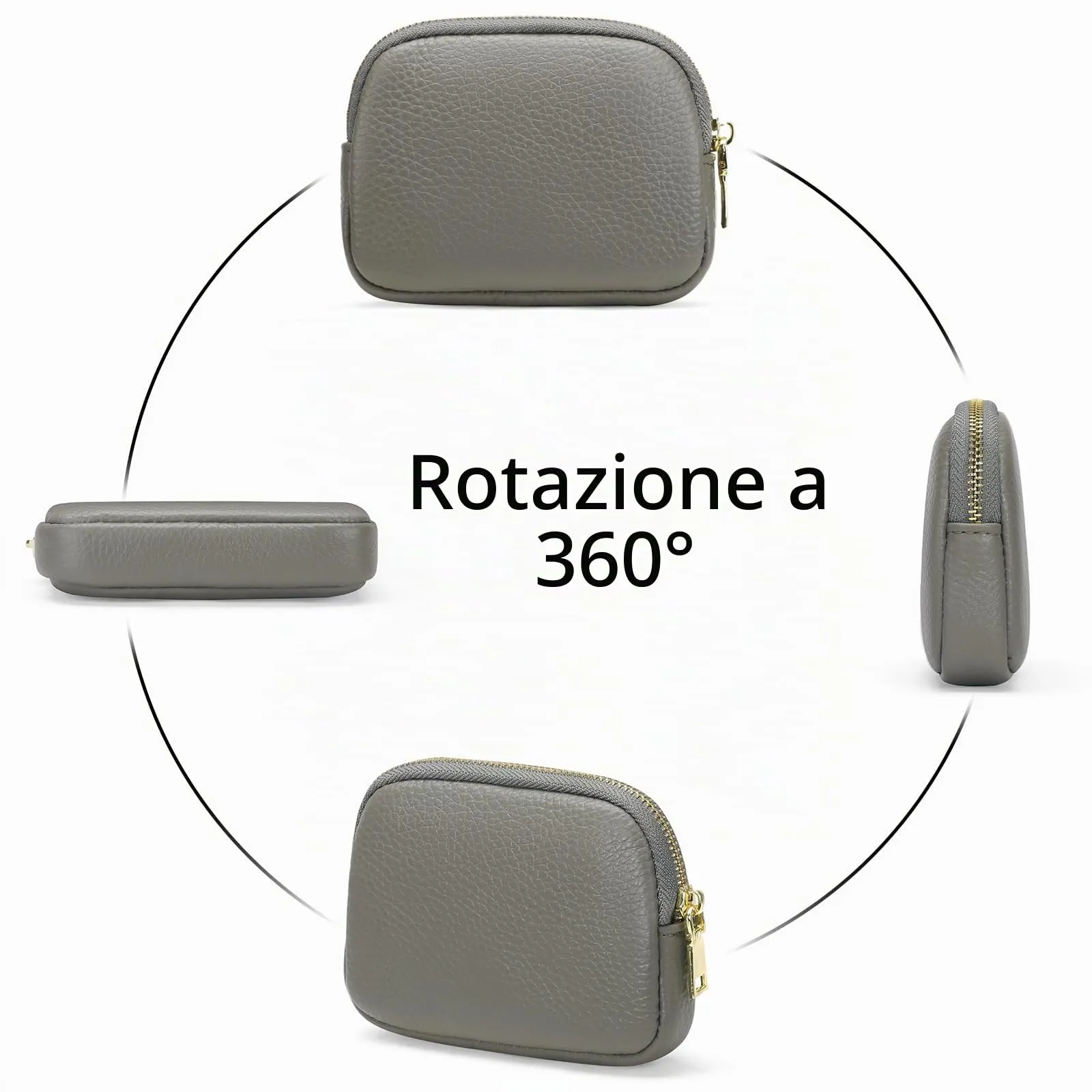 SENDEFN Portafoglio Donna in pelle, Portamonete Donna Slim, Portafoglio Piccolo con Portachiavi e zip, Mini Porta Monete Donna con 2 scomparti - immagine 4
