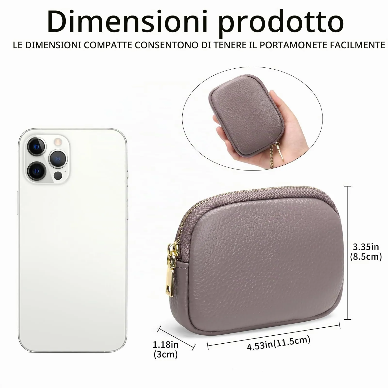 SENDEFN Portafoglio Donna in pelle, Portamonete Donna Slim, Portafoglio Piccolo con Portachiavi e zip, Mini Porta Monete Donna con 2 scomparti - immagine 3