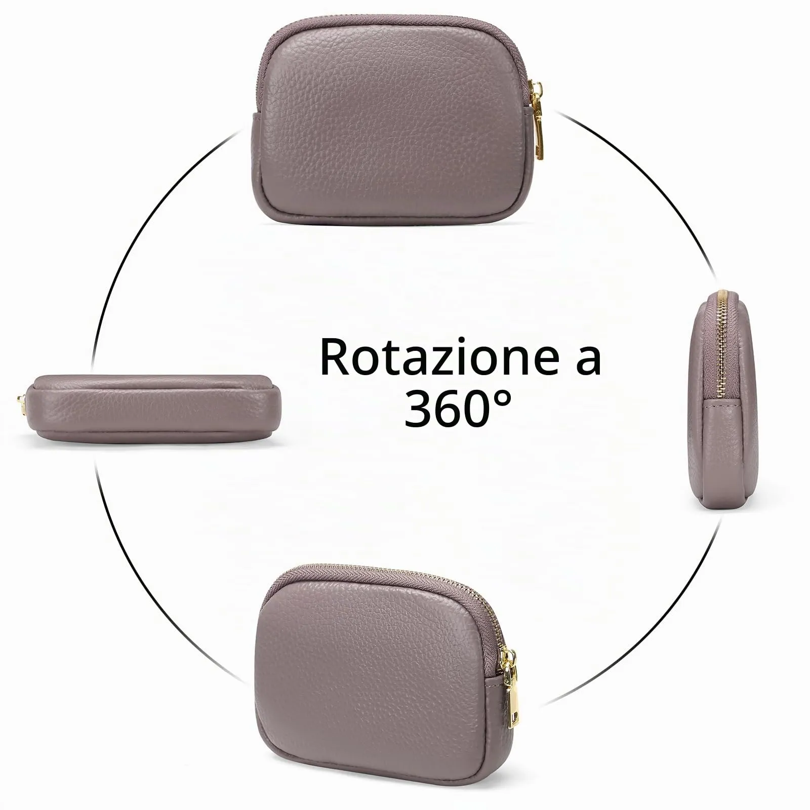 SENDEFN Portafoglio Donna in pelle, Portamonete Donna Slim, Portafoglio Piccolo con Portachiavi e zip, Mini Porta Monete Donna con 2 scomparti - immagine 4