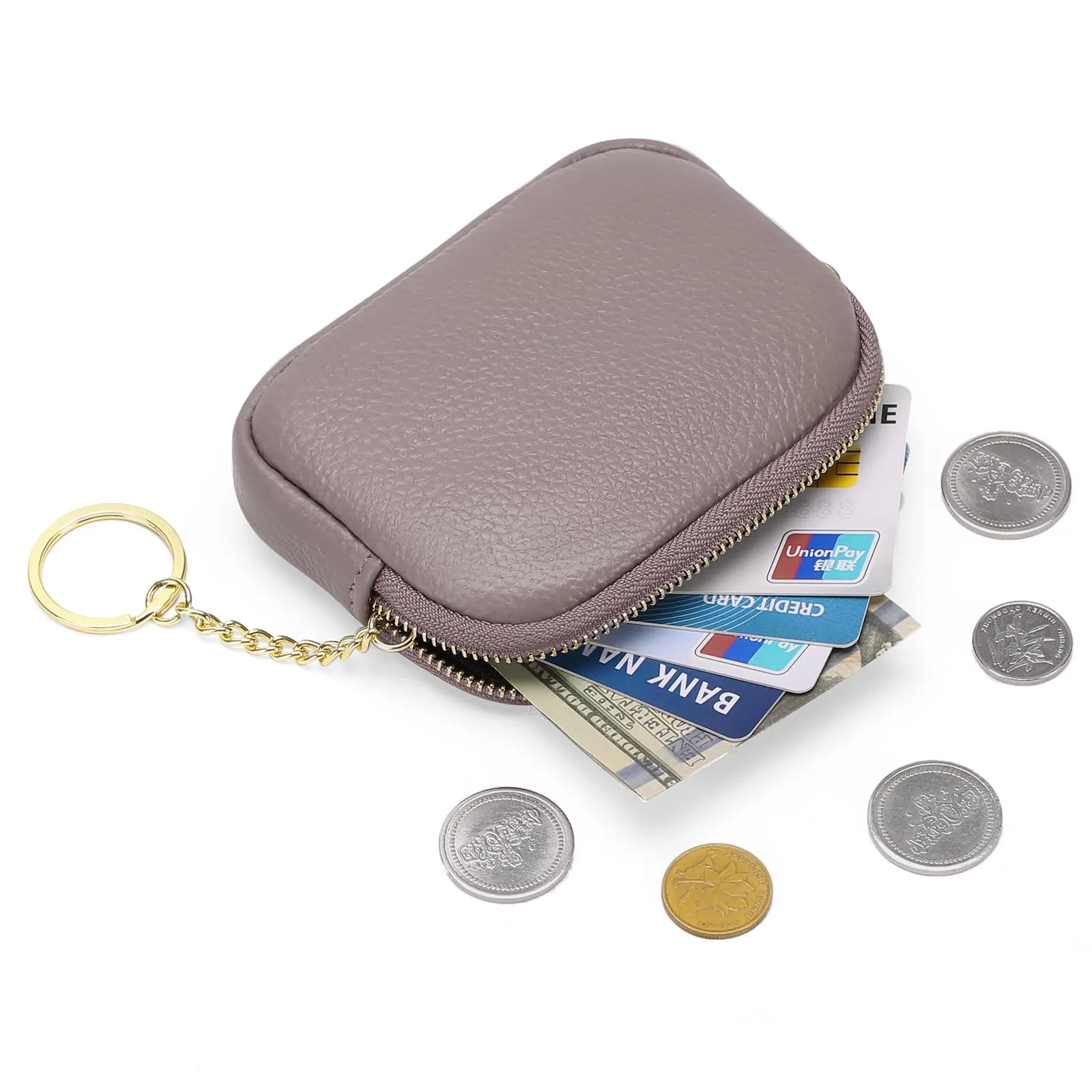 SENDEFN Portafoglio Donna in pelle, Portamonete Donna Slim, Portafoglio Piccolo con Portachiavi e zip, Mini Porta Monete Donna con 2 scomparti - immagine 6