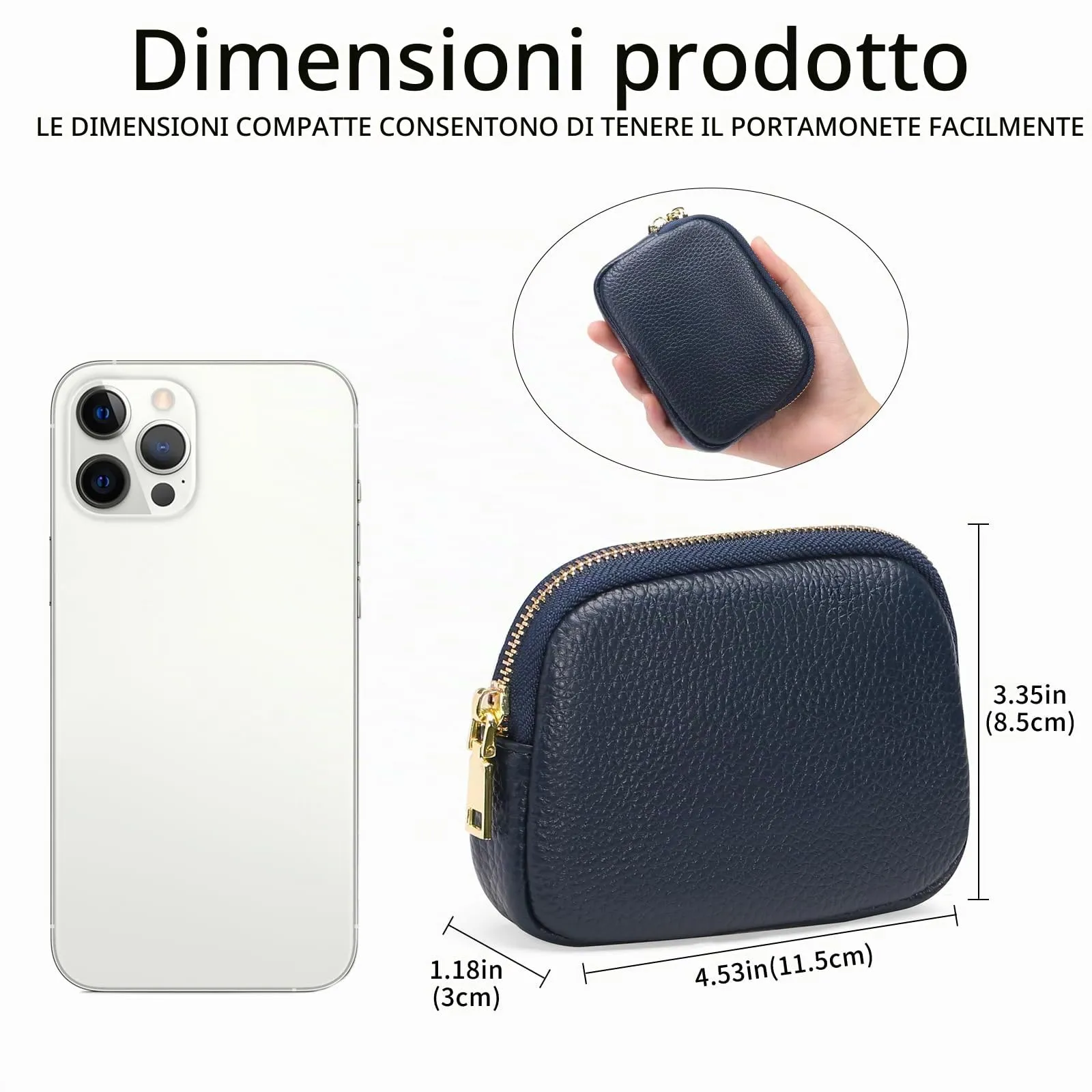 SENDEFN Portafoglio Donna in pelle, Portamonete Donna Slim, Portafoglio Piccolo con Portachiavi e zip, Mini Porta Monete Donna con 2 scomparti - immagine 3