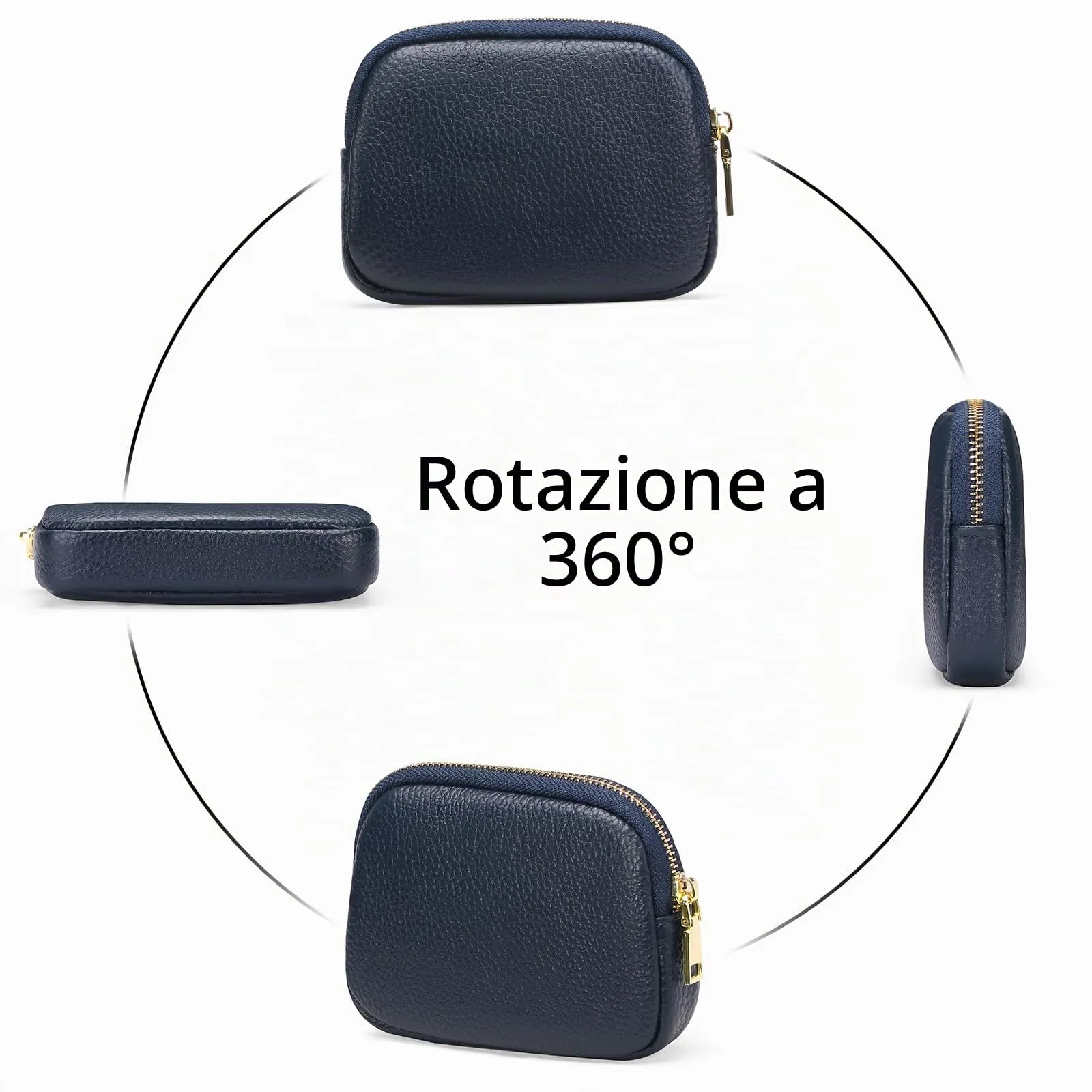 SENDEFN Portafoglio Donna in pelle, Portamonete Donna Slim, Portafoglio Piccolo con Portachiavi e zip, Mini Porta Monete Donna con 2 scomparti - immagine 4