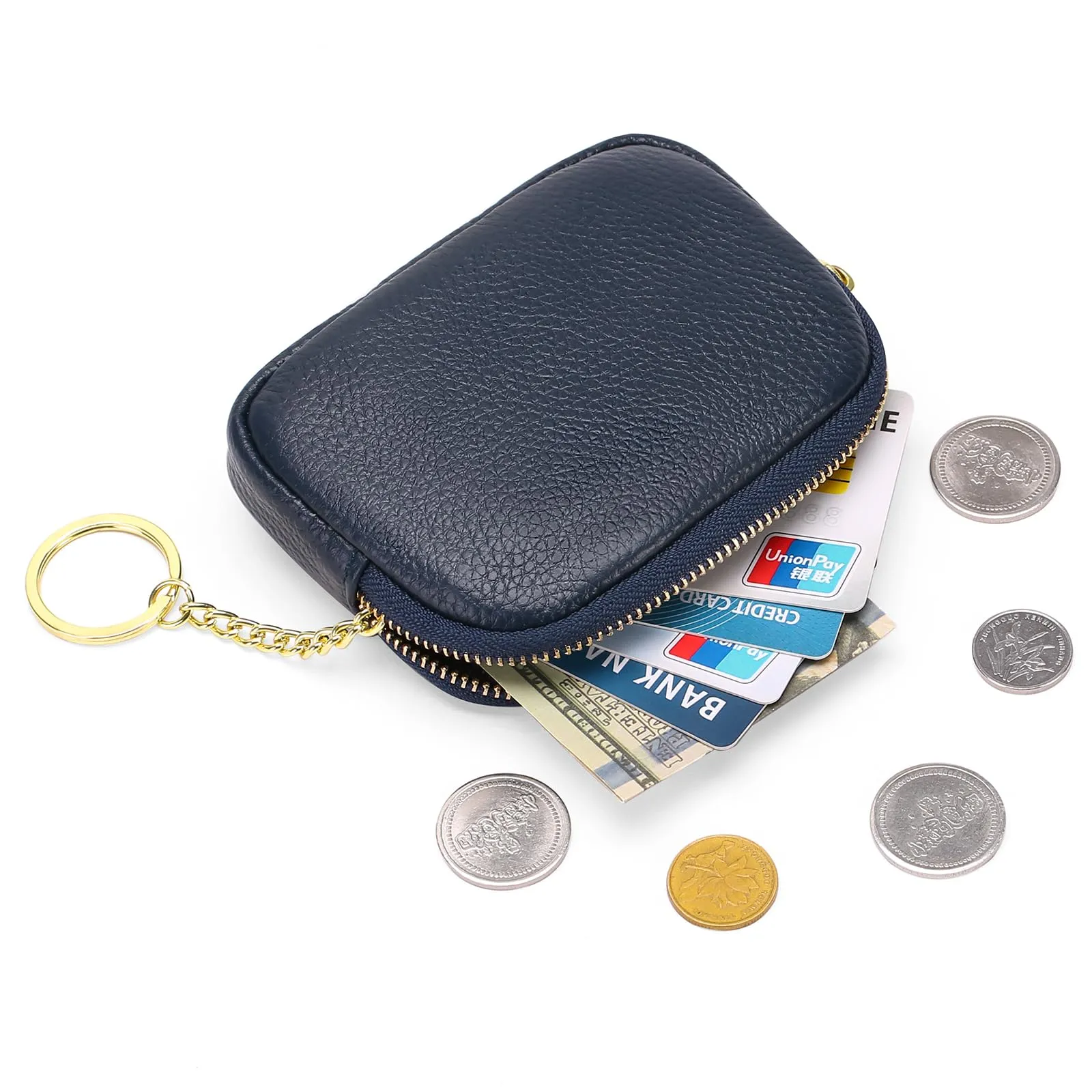 SENDEFN Portafoglio Donna in pelle, Portamonete Donna Slim, Portafoglio Piccolo con Portachiavi e zip, Mini Porta Monete Donna con 2 scomparti - immagine 6