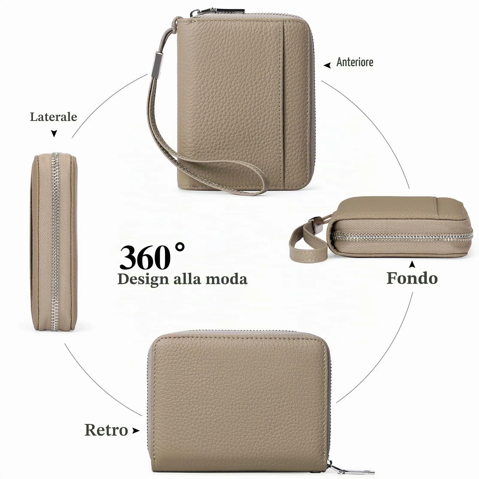 SENDEFN Portafoglio Donna in Pelle Cerniera Portamonete Piccolo Portafogli con Blocco RFID Porta Tessere Porta Carte di Credito Donna con 24 Scomparti per Carte - immagine 6