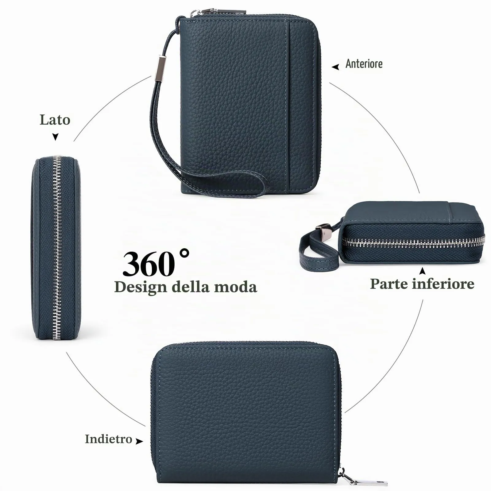 SENDEFN Portafoglio Donna in Pelle Cerniera Portamonete Piccolo Portafogli con Blocco RFID Porta Tessere Porta Carte di Credito Donna con 24 Scomparti per Carte - immagine 4