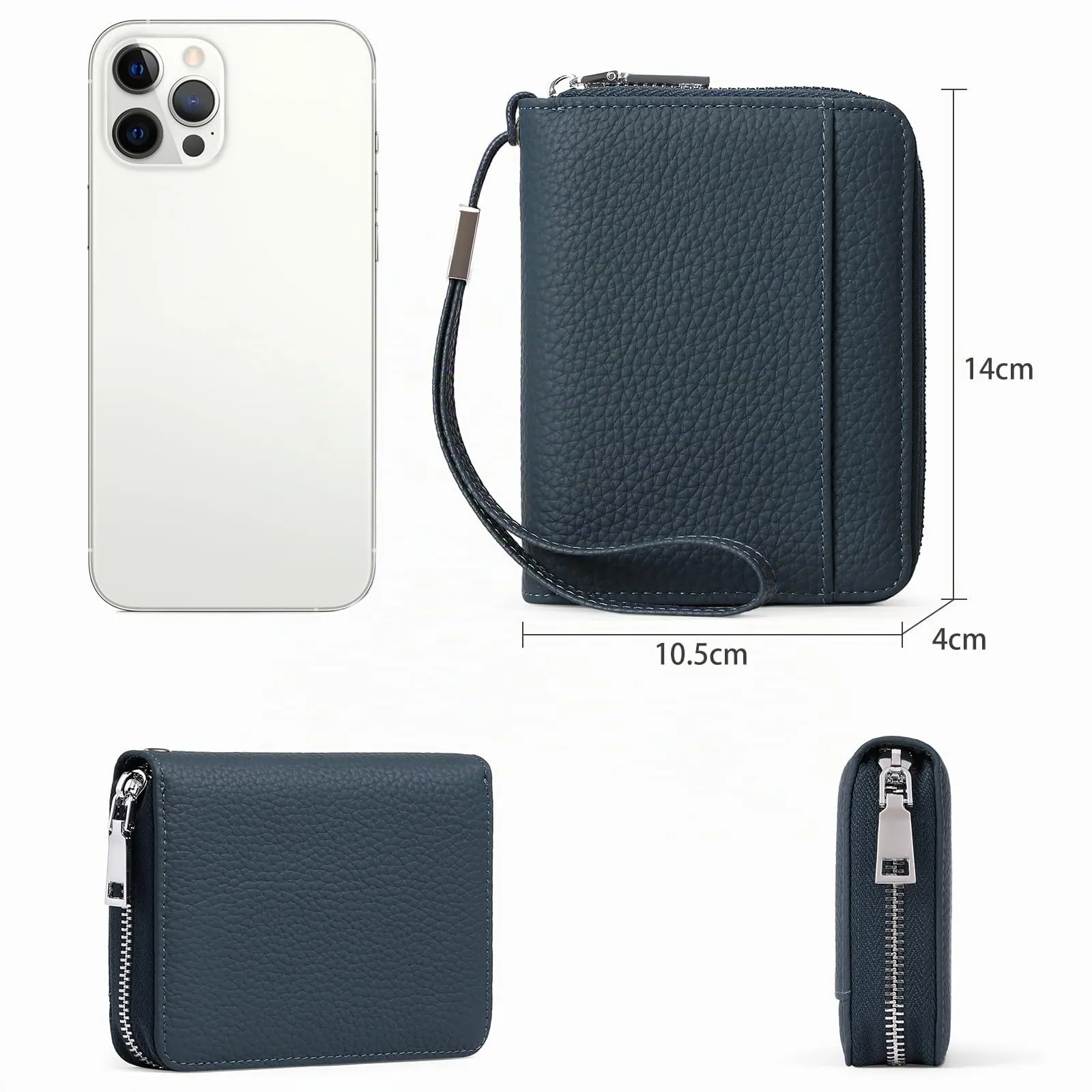 SENDEFN Portafoglio Donna in Pelle Cerniera Portamonete Piccolo Portafogli con Blocco RFID Porta Tessere Porta Carte di Credito Donna con 24 Scomparti per Carte - immagine 5