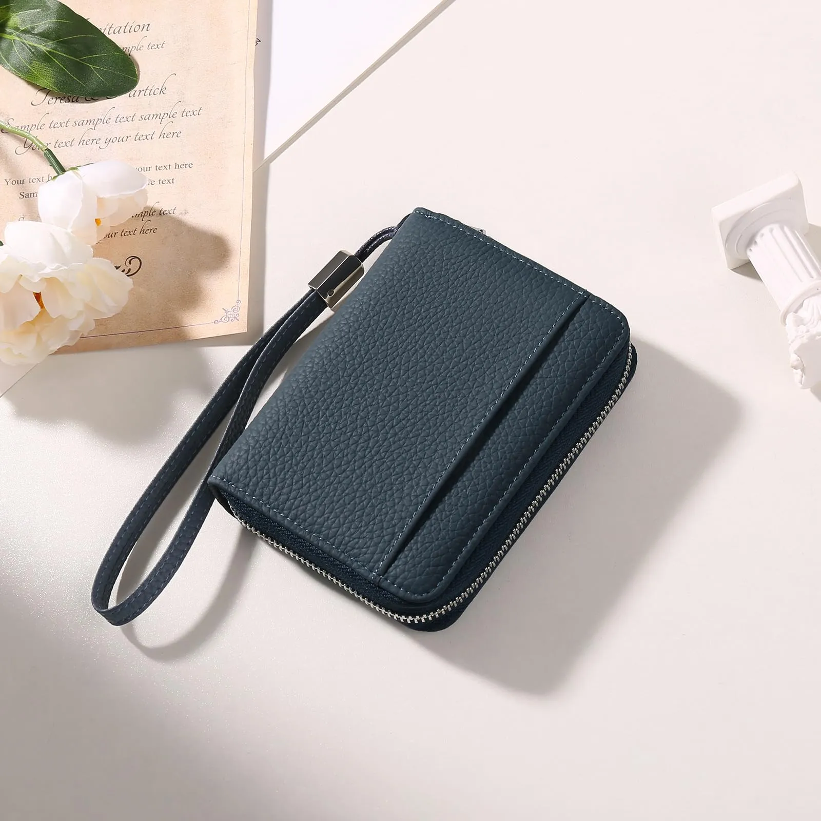 SENDEFN Portafoglio Donna in Pelle Cerniera Portamonete Piccolo Portafogli con Blocco RFID Porta Tessere Porta Carte di Credito Donna con 24 Scomparti per Carte - immagine 7