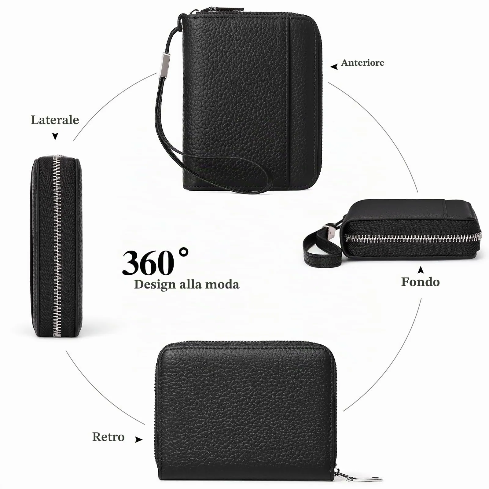 SENDEFN Portafoglio Donna in Pelle Cerniera Portamonete Piccolo Portafogli con Blocco RFID Porta Tessere Porta Carte di Credito Donna con 24 Scomparti per Carte - immagine 6