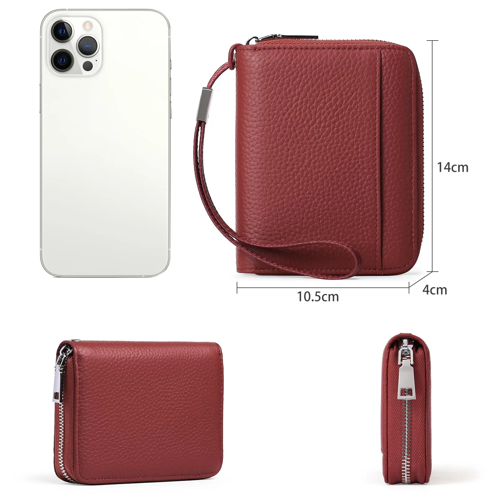 SENDEFN Portafoglio Donna in Pelle Cerniera Portamonete Piccolo Portafogli con Blocco RFID Porta Tessere Porta Carte di Credito Donna con 24 Scomparti per Carte - immagine 5
