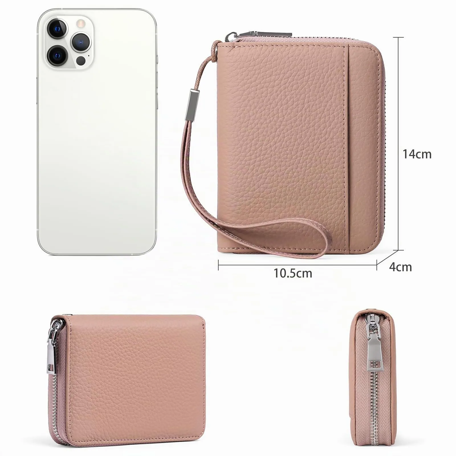 SENDEFN Portafoglio Donna in Pelle Cerniera Portamonete Piccolo Portafogli con Blocco RFID Porta Tessere Porta Carte di Credito Donna con 24 Scomparti per Carte - immagine 4