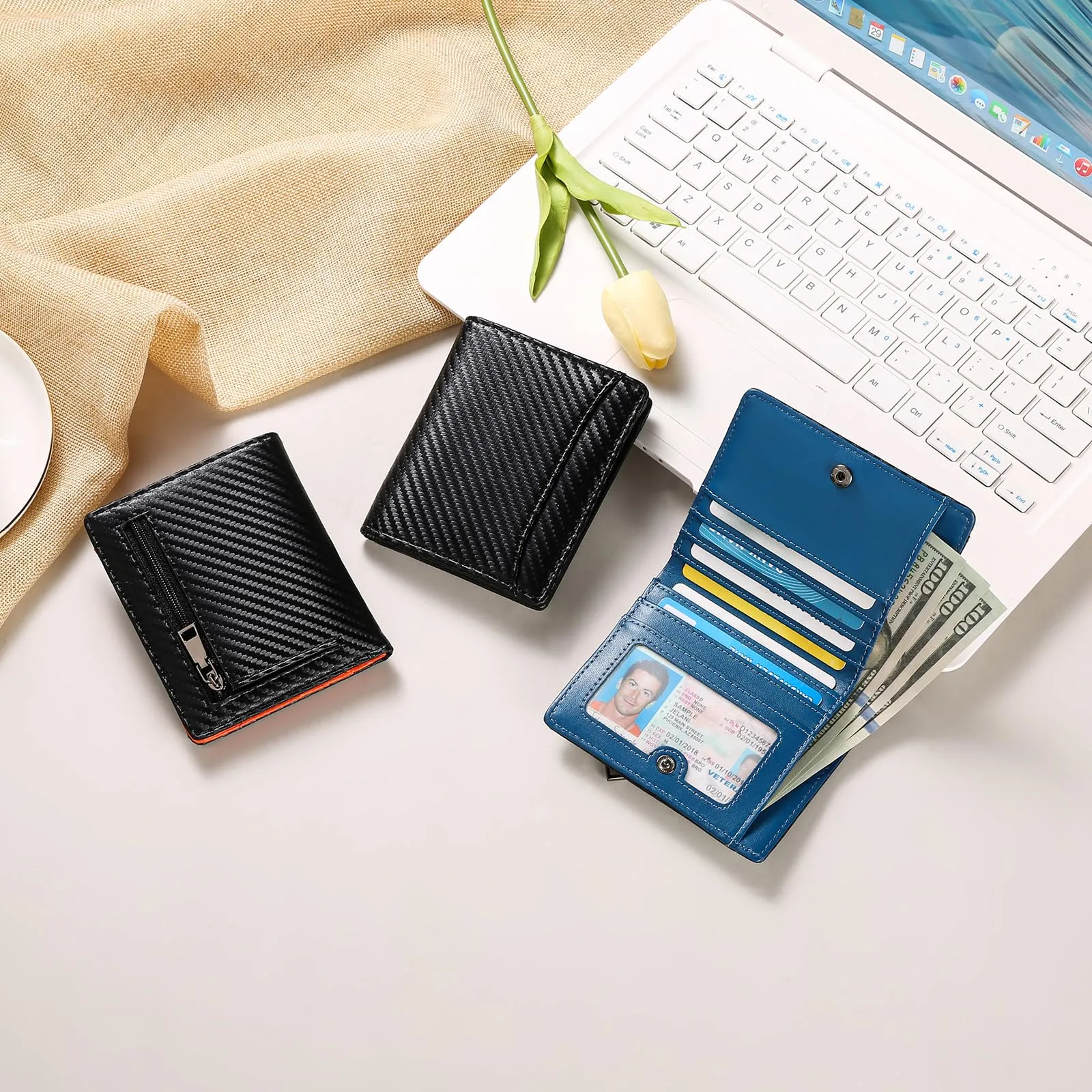 GAEKEAO Portafoglio Uomo Piccolo Portamonete con Protezione RFID slim 8 Porta Carte di Credito mini portafoglio uomo Pelle - immagine 6