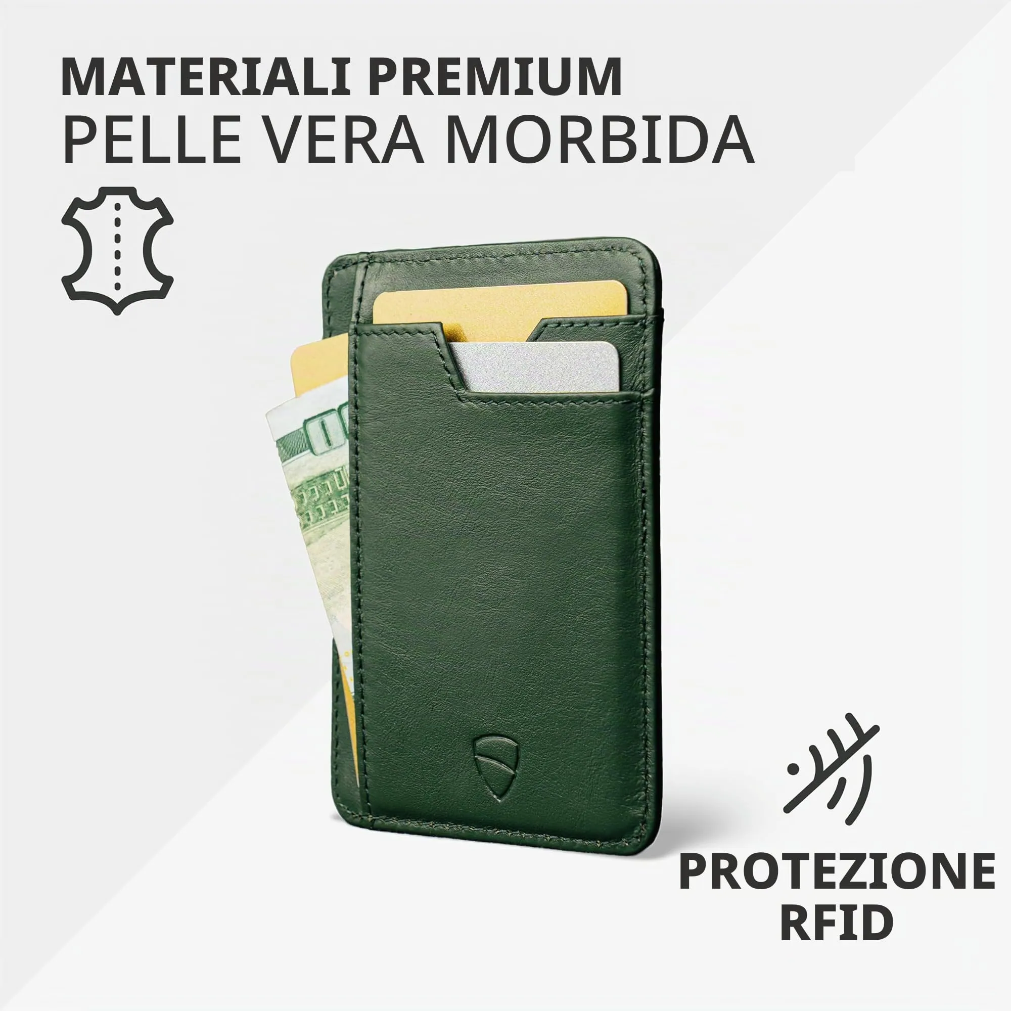 Vaultskin BRIXTON Portafoglio Slim Uomo in Pelle con RFID, Verde - immagine 3