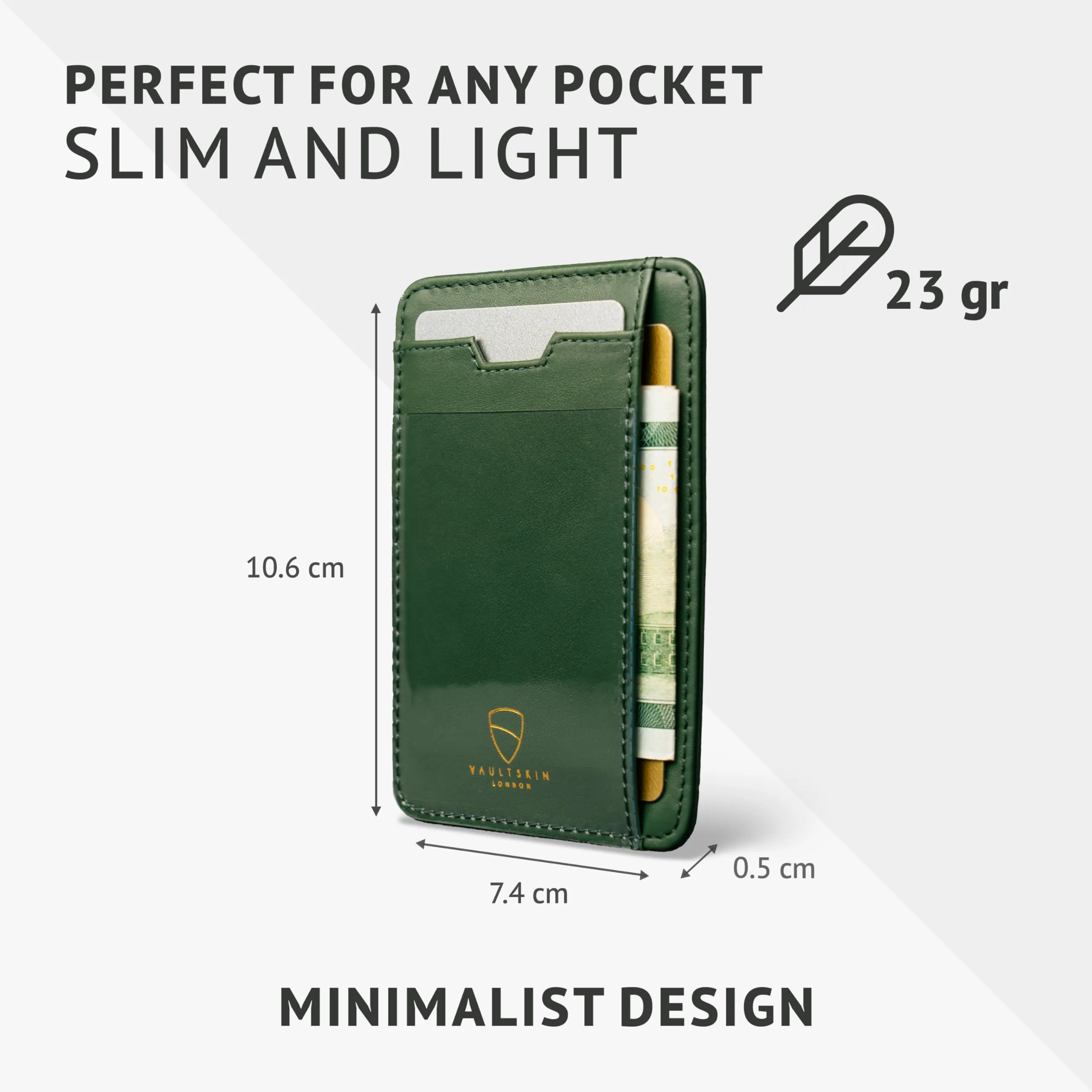 Vaultskin BRIXTON Portafoglio Slim Uomo in Pelle con RFID, Verde - immagine 4