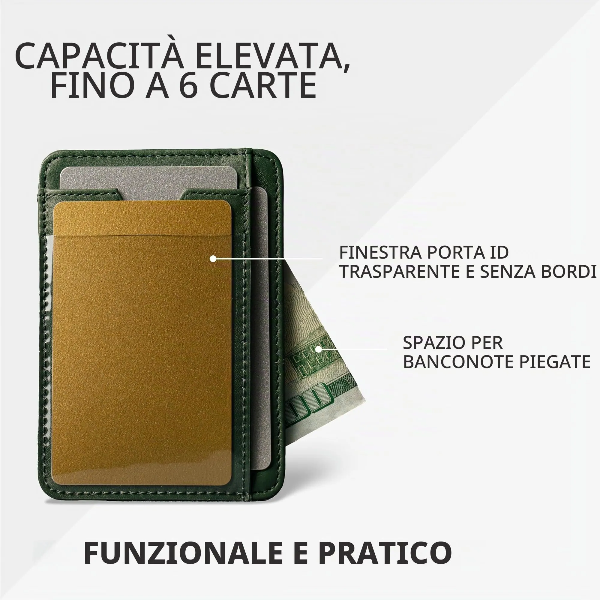 Vaultskin BRIXTON Portafoglio Slim Uomo in Pelle con RFID, Verde - immagine 5
