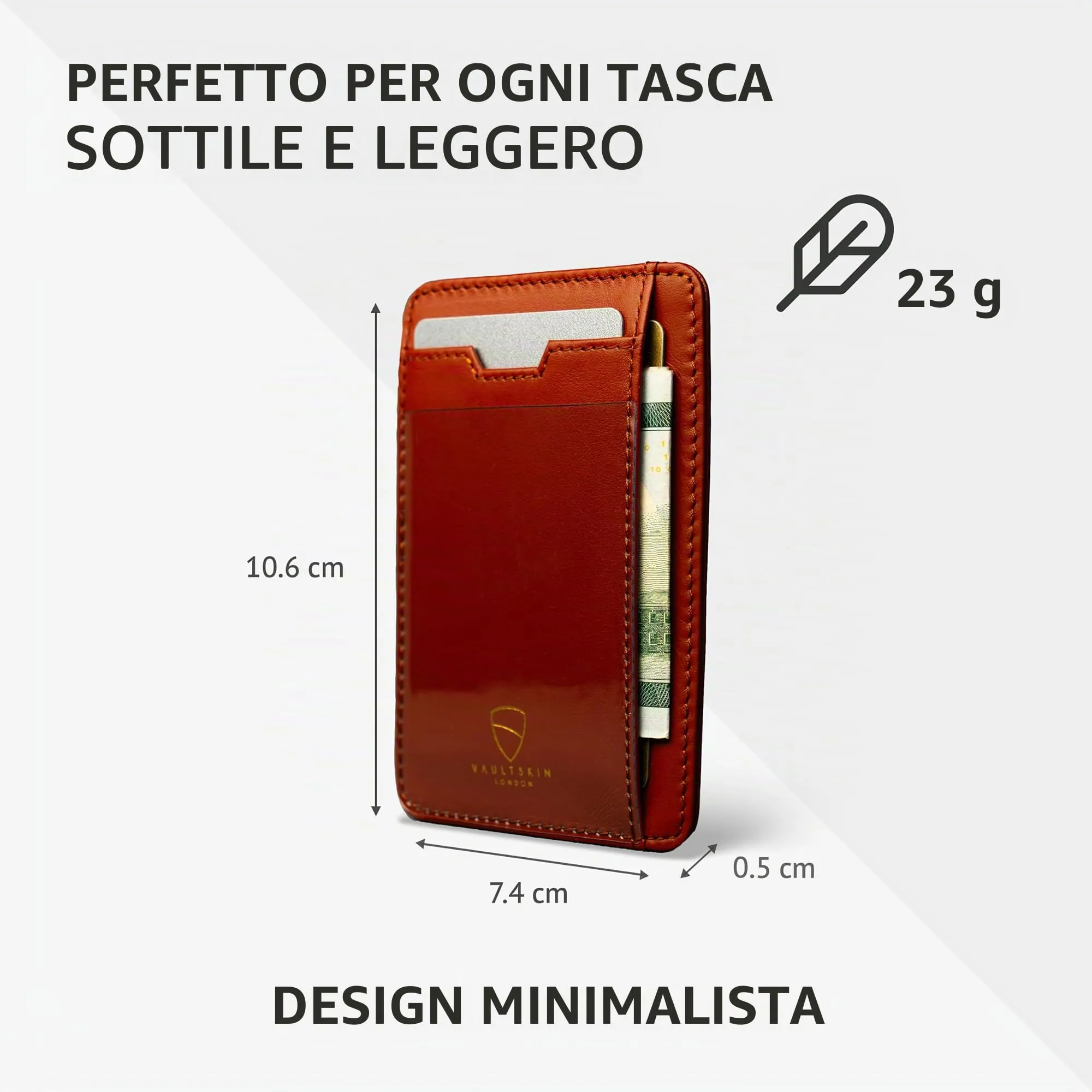 Vaultskin BRIXTON Portafoglio Slim Uomo in Pelle con RFID, Marrone - immagine 4