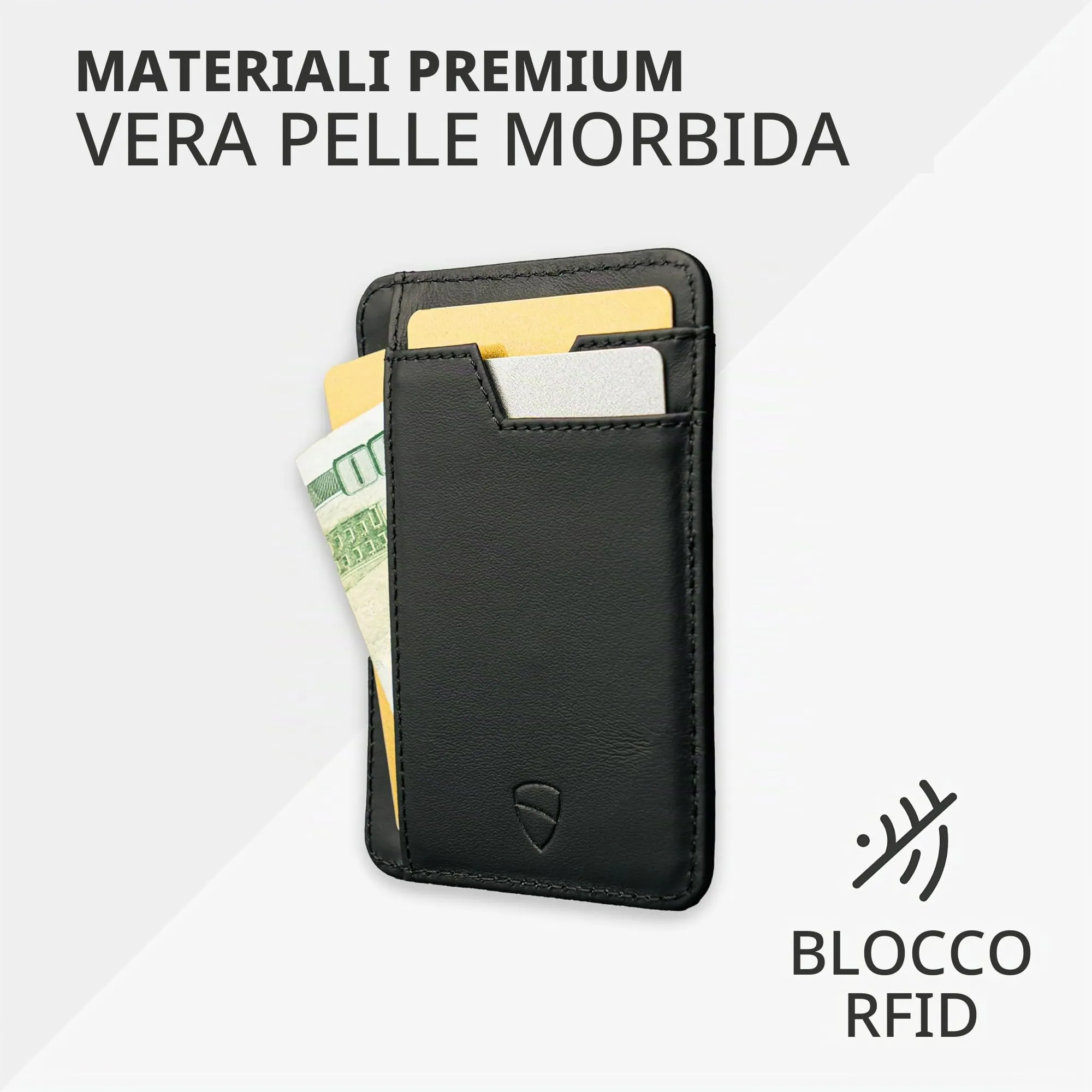 Vaultskin BRIXTON Portafoglio Slim Uomo in Pelle con RFID, Nero - immagine 3