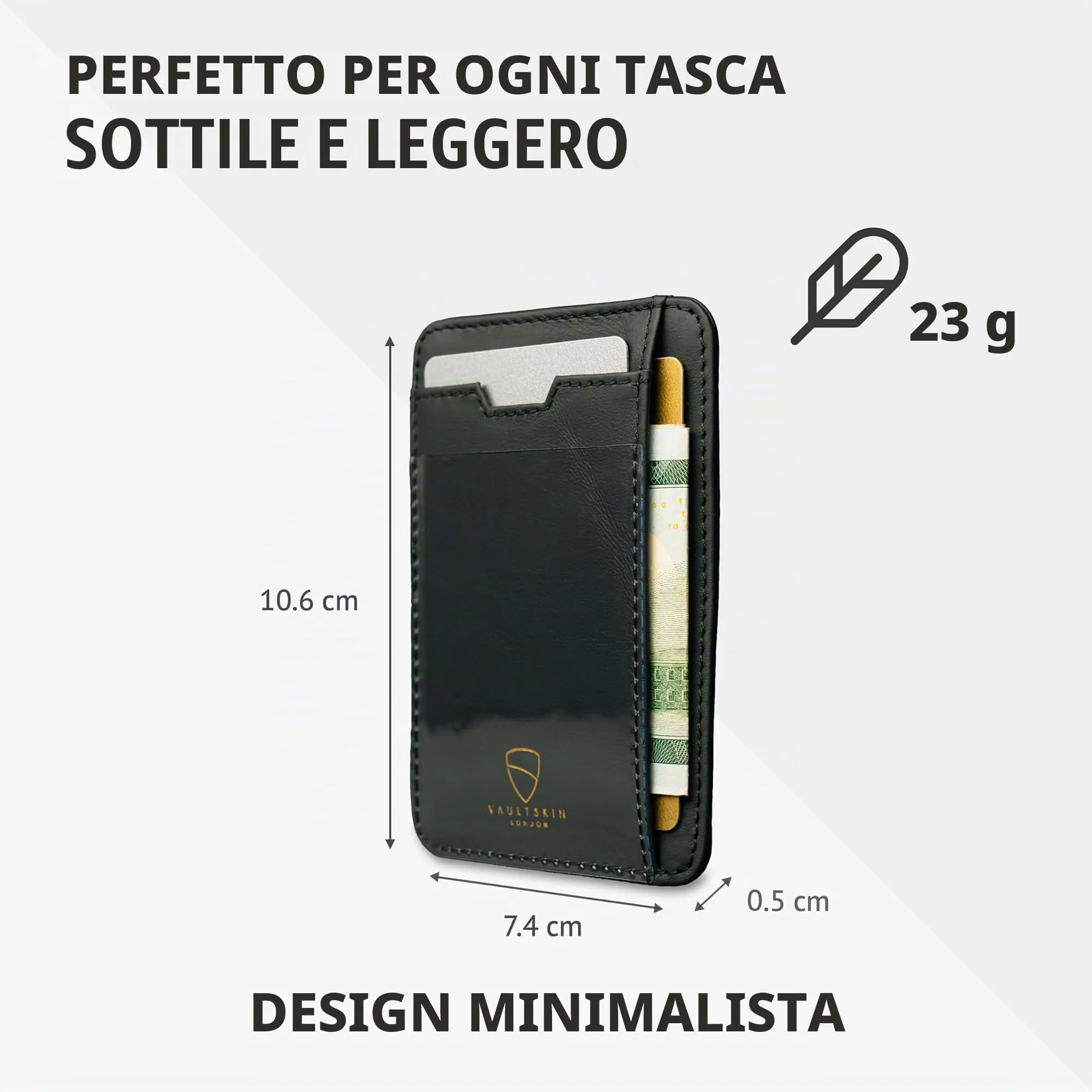 Vaultskin BRIXTON Portafoglio Slim Uomo in Pelle con RFID, Nero - immagine 4